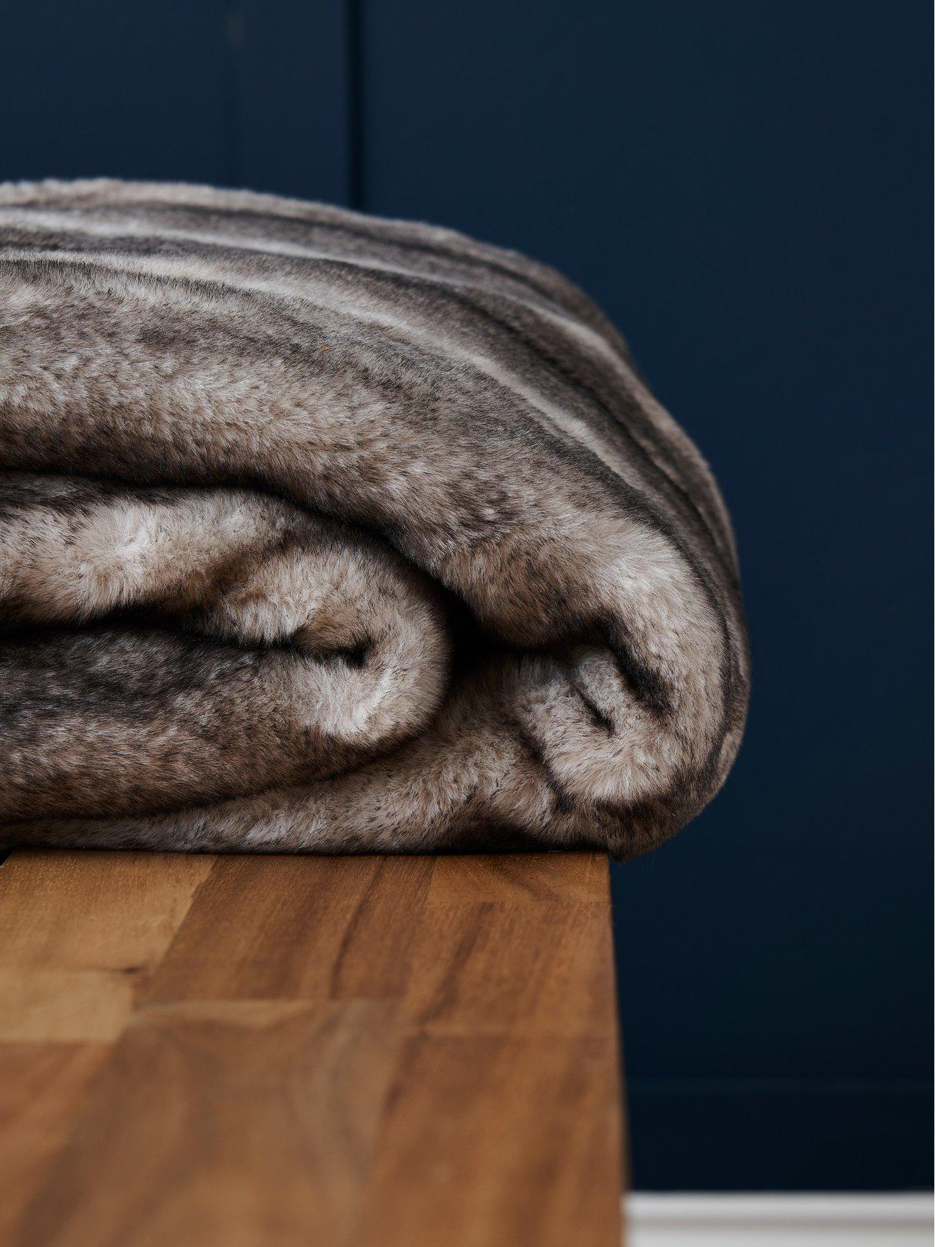 Image 2 of 6 of Very Home Alaskan Wolf Faux Fur Throw