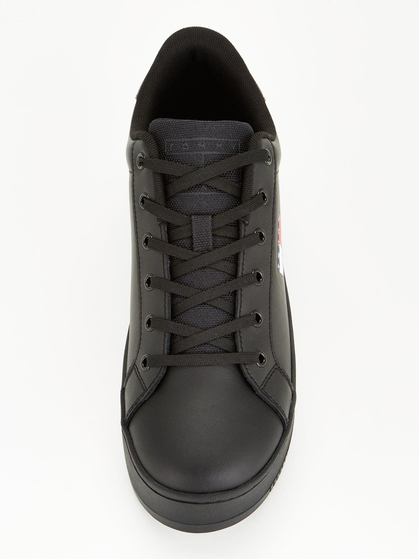 Image 4 of 6 of Tommy Jeans Leather Flatform Trainer - Black