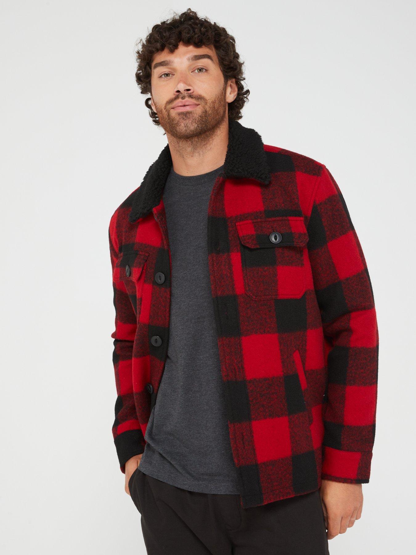 Checked borg jacket clearance