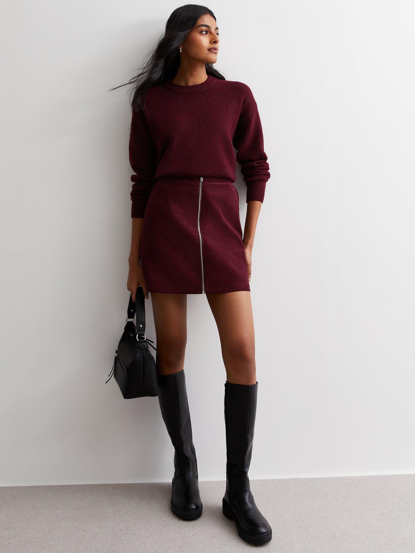 Burgundy deals suede skirt