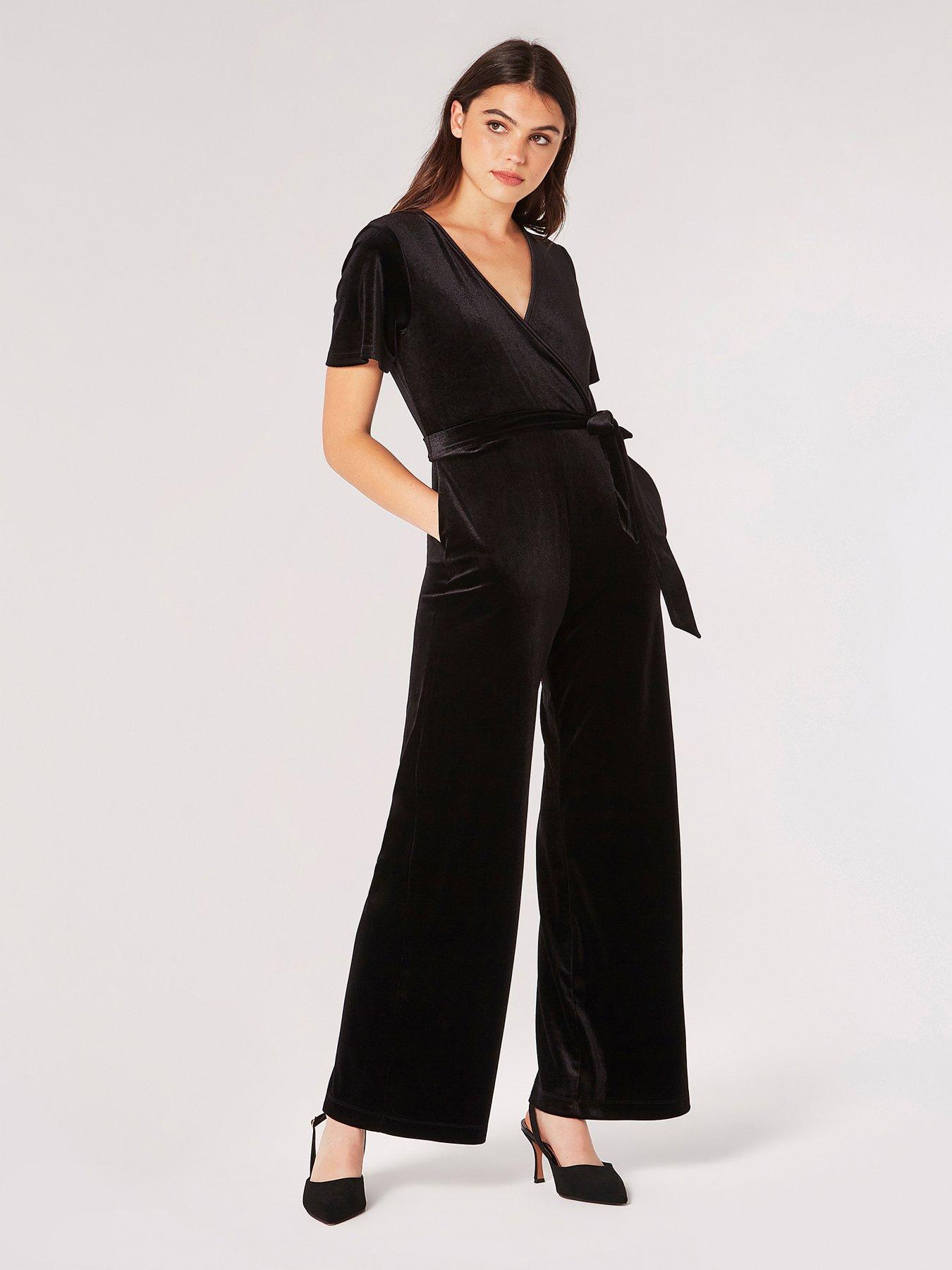 M&Co Petite Black Angel Sleeve Jumpsuit