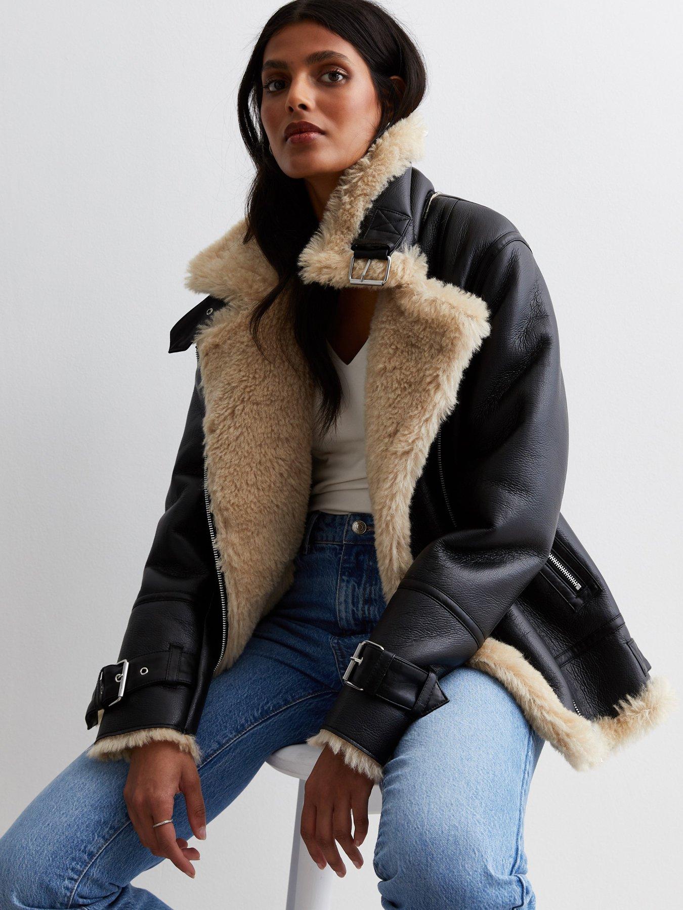 Wet look faux hot sale fur coat