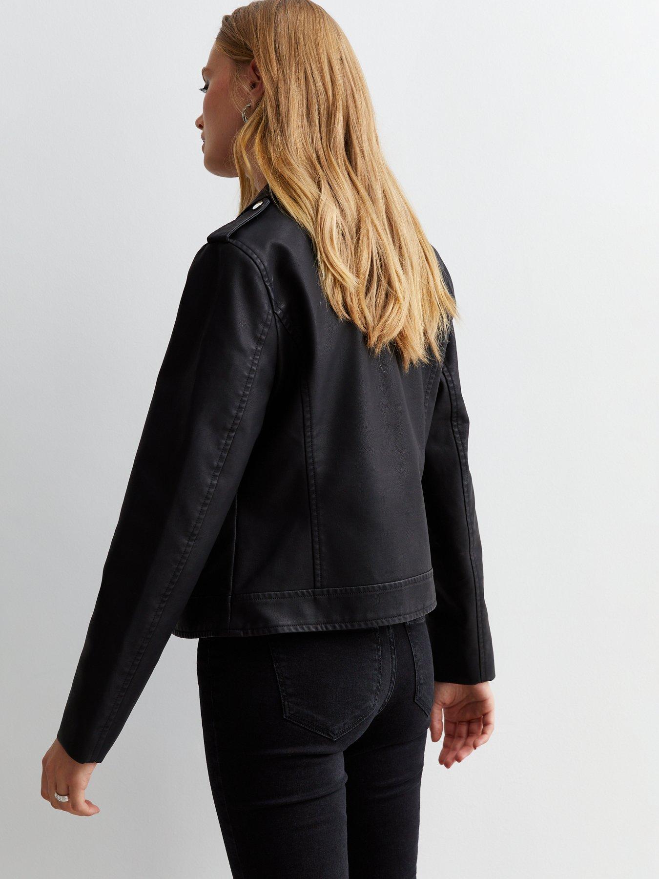 Black cropped denim outlet jacket new look