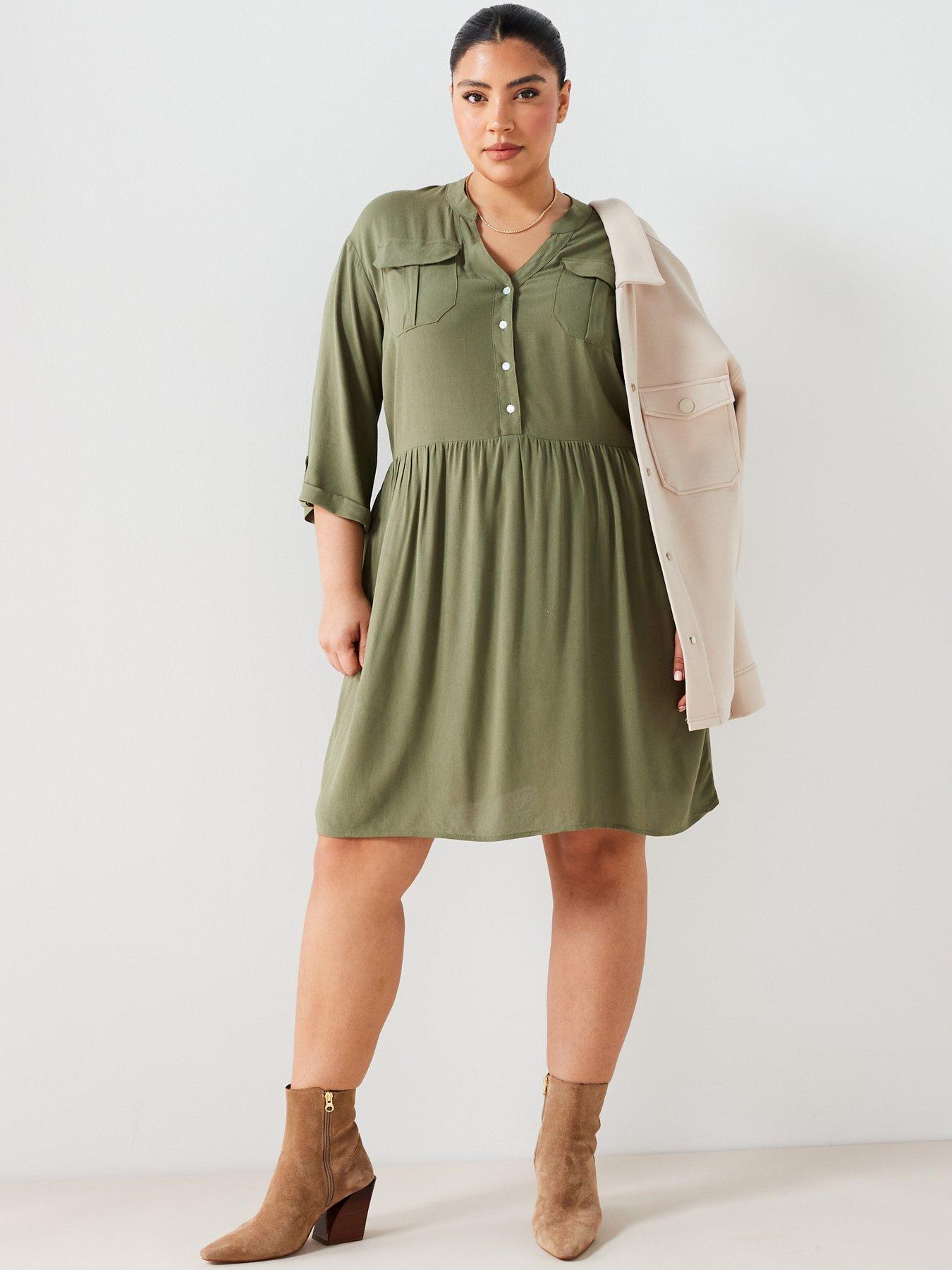 v-by-very-curve-cargo-utility-mini-dress-greenback