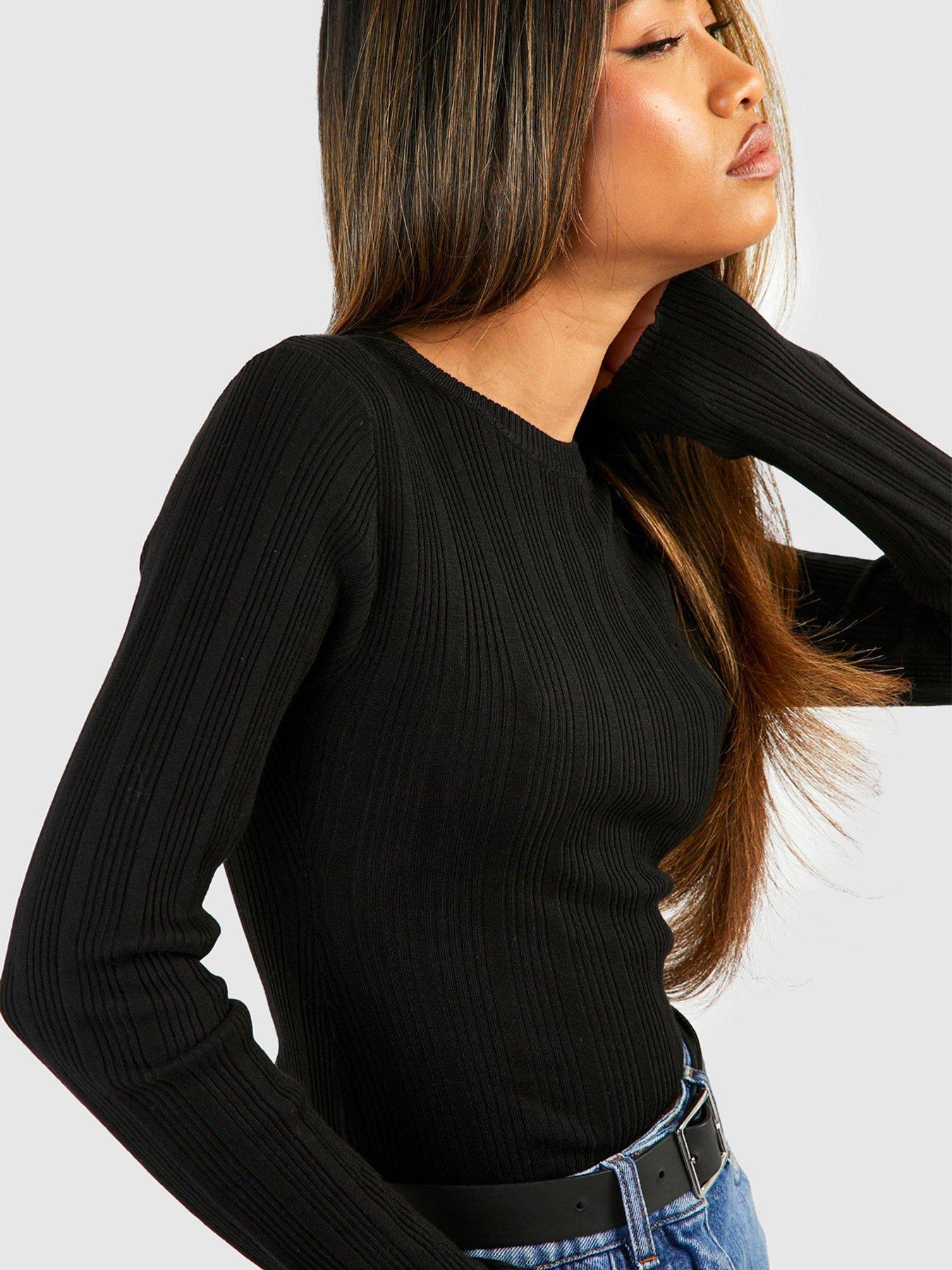 boohoo-rib-knitted-top-black