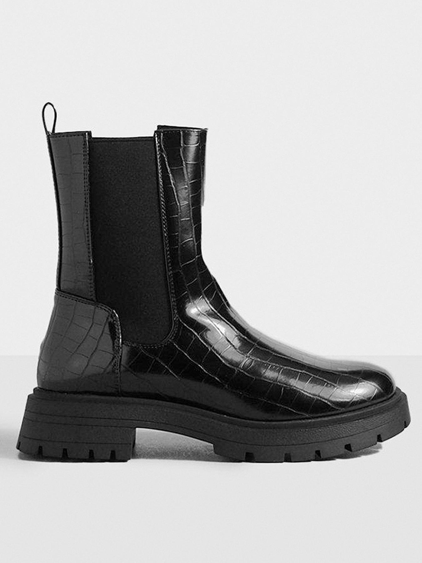 Black croc biker online boots