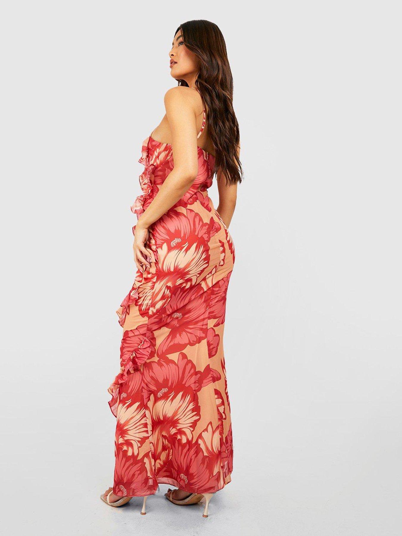 boohoo-floral-ruffle-maxi-dress-pinkstillFront