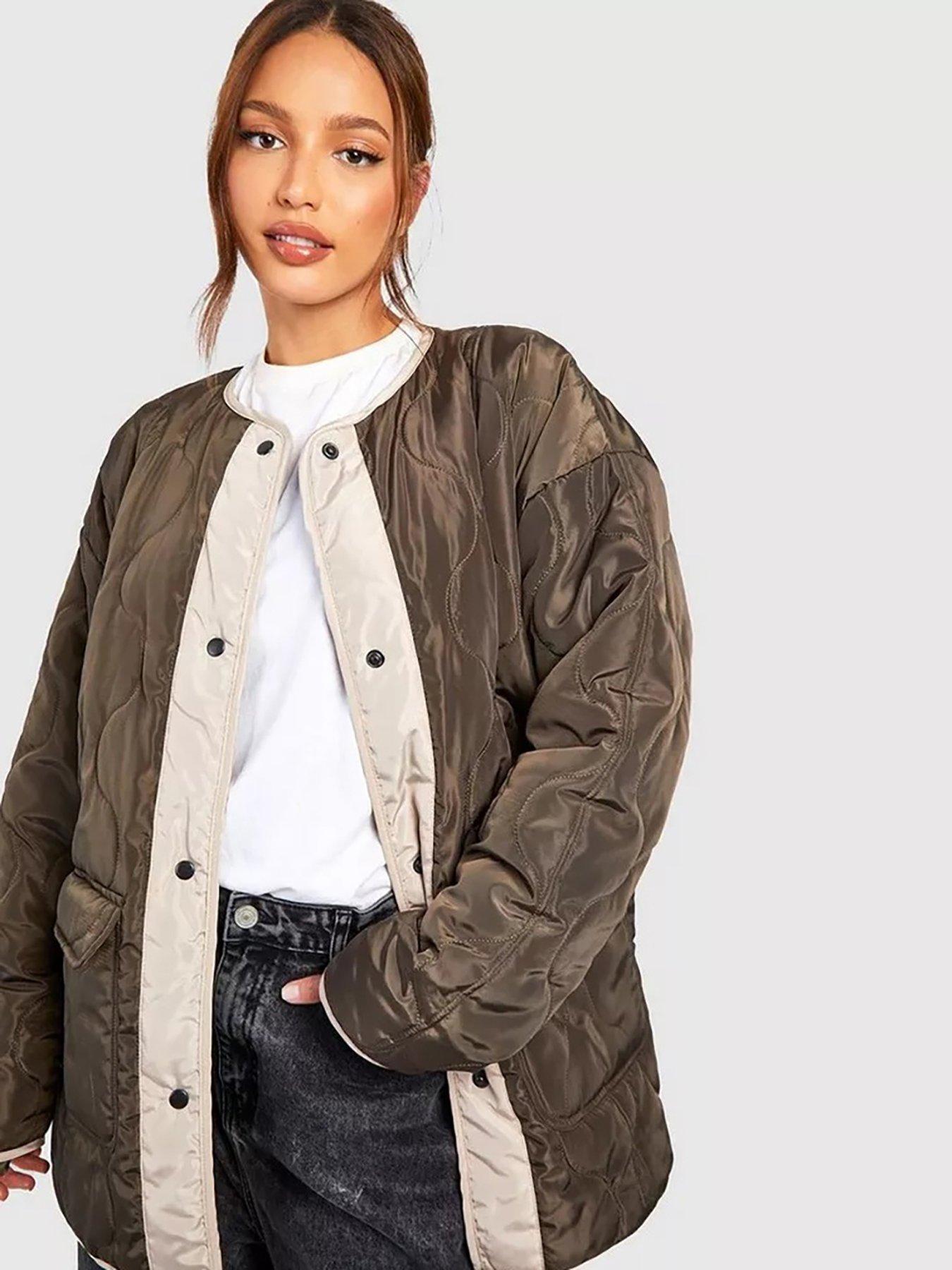 boohoo-quilted-oversized-jacket-khakioutfit