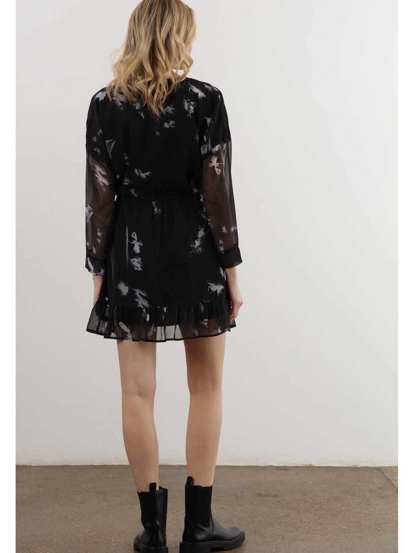 religion-long-sleeve-ruffle-hem-mini-dress-blackstillFront