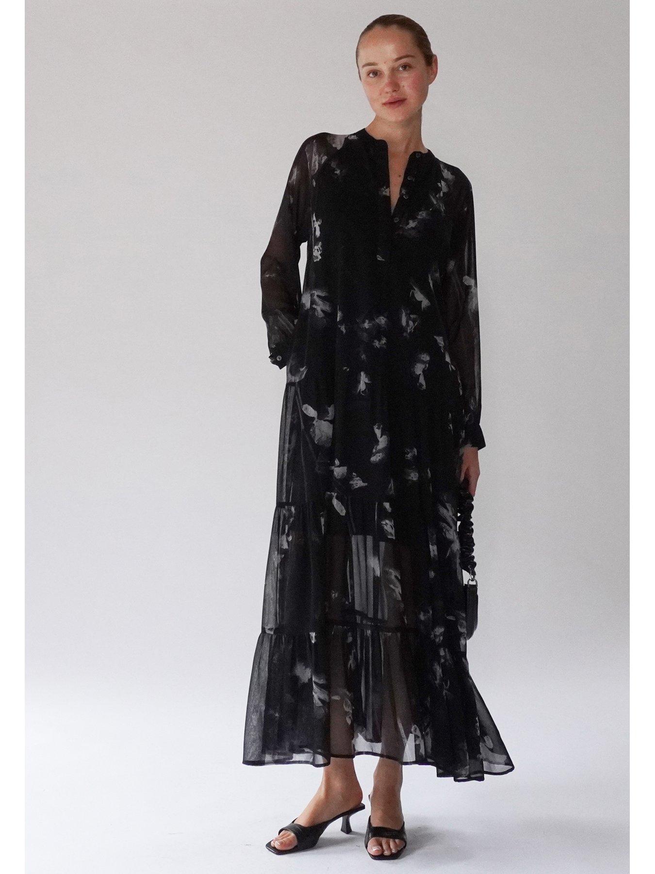 religion-tiered-maxi-shirt-dress-blackstillFront