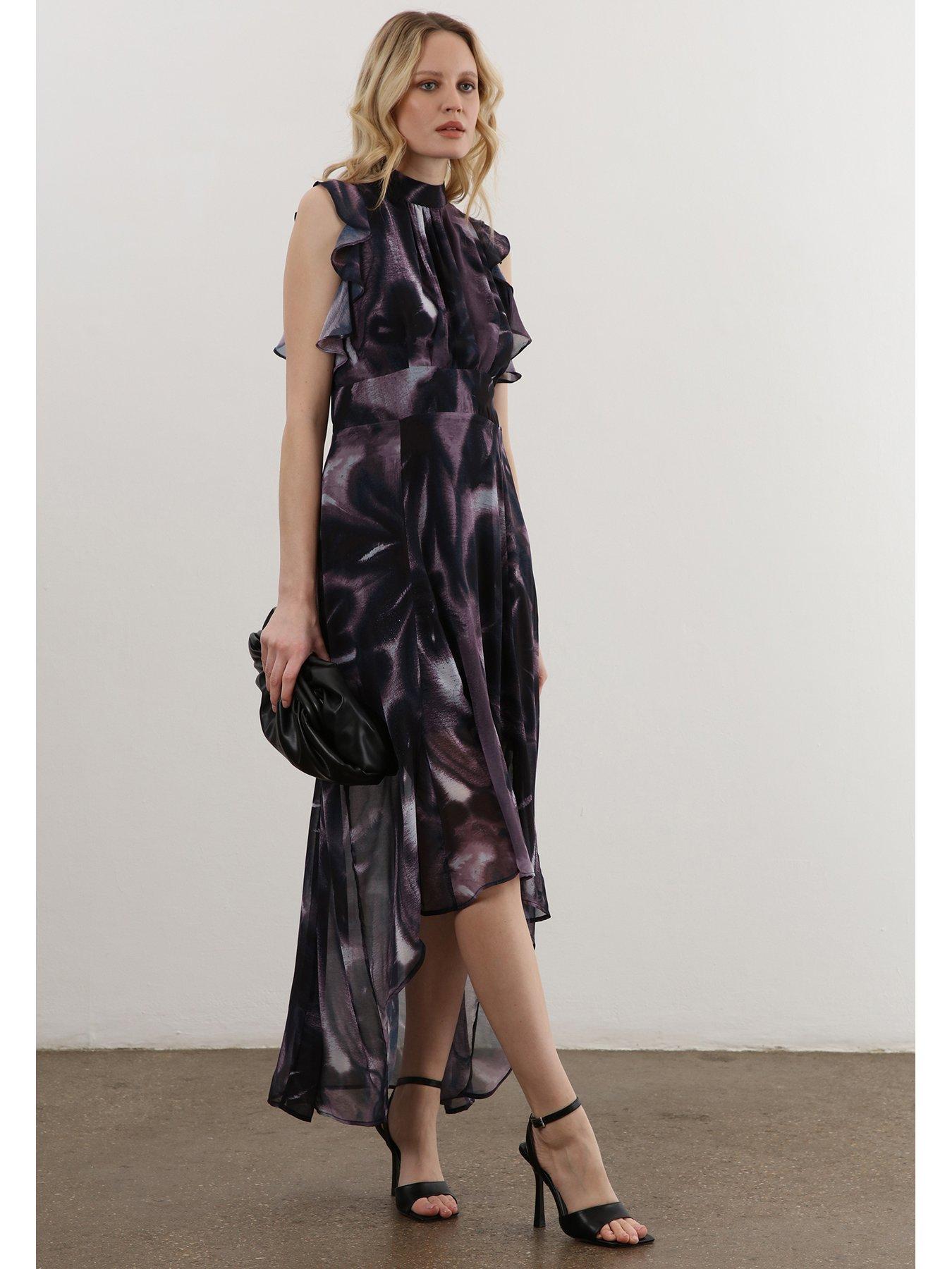 religion-eclipse-ruffle-sleeve-maxi-dress-purplestillFront