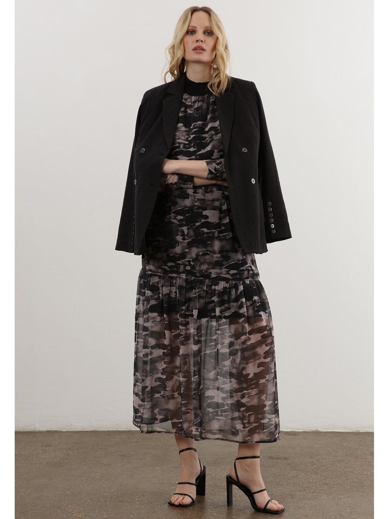 Religion Tiered Sheer Maxi Skirt Black neutral Very Ireland