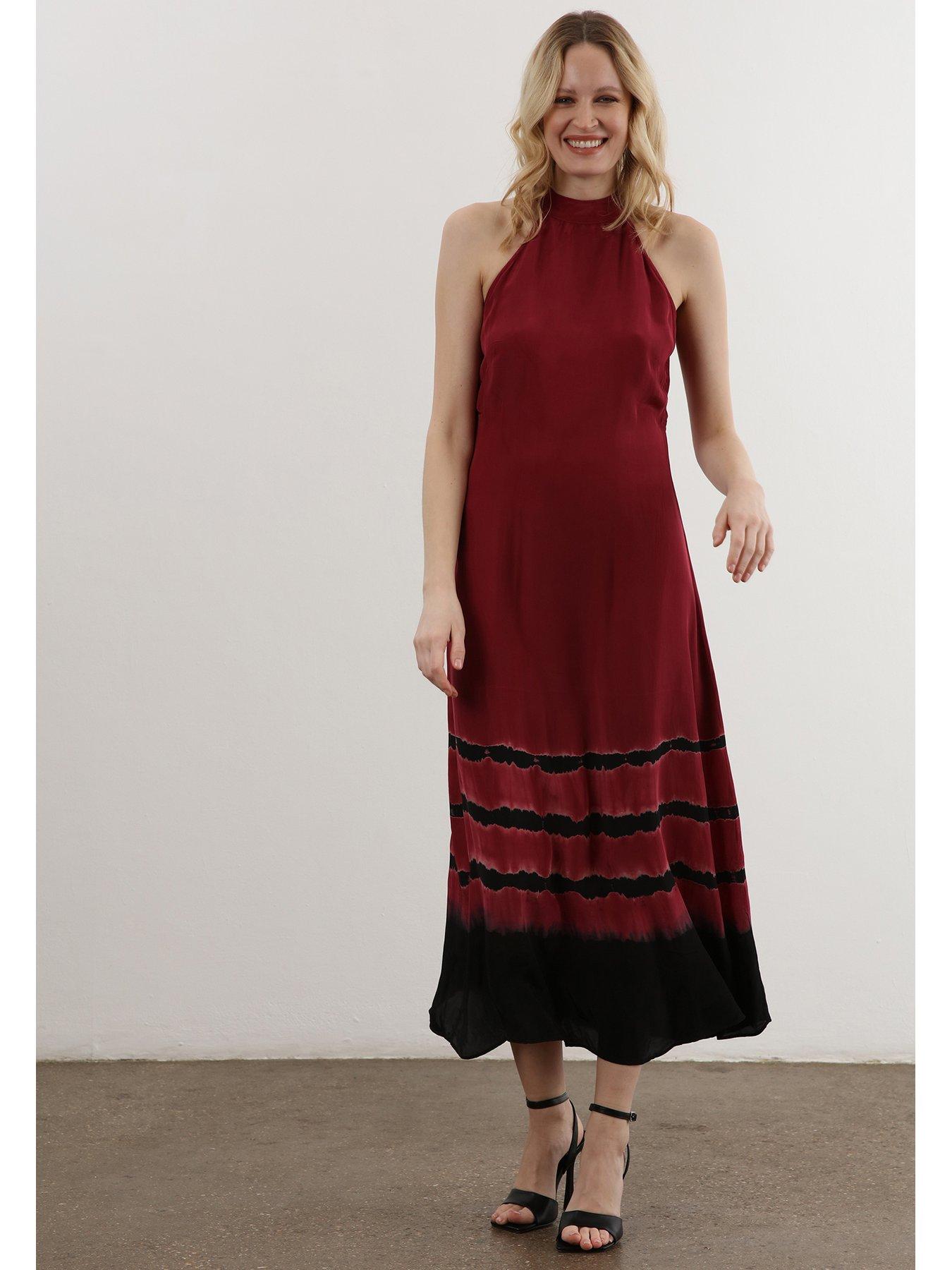 religion-halterneck-printed-midaxi-dress-burgundy-redoutfit