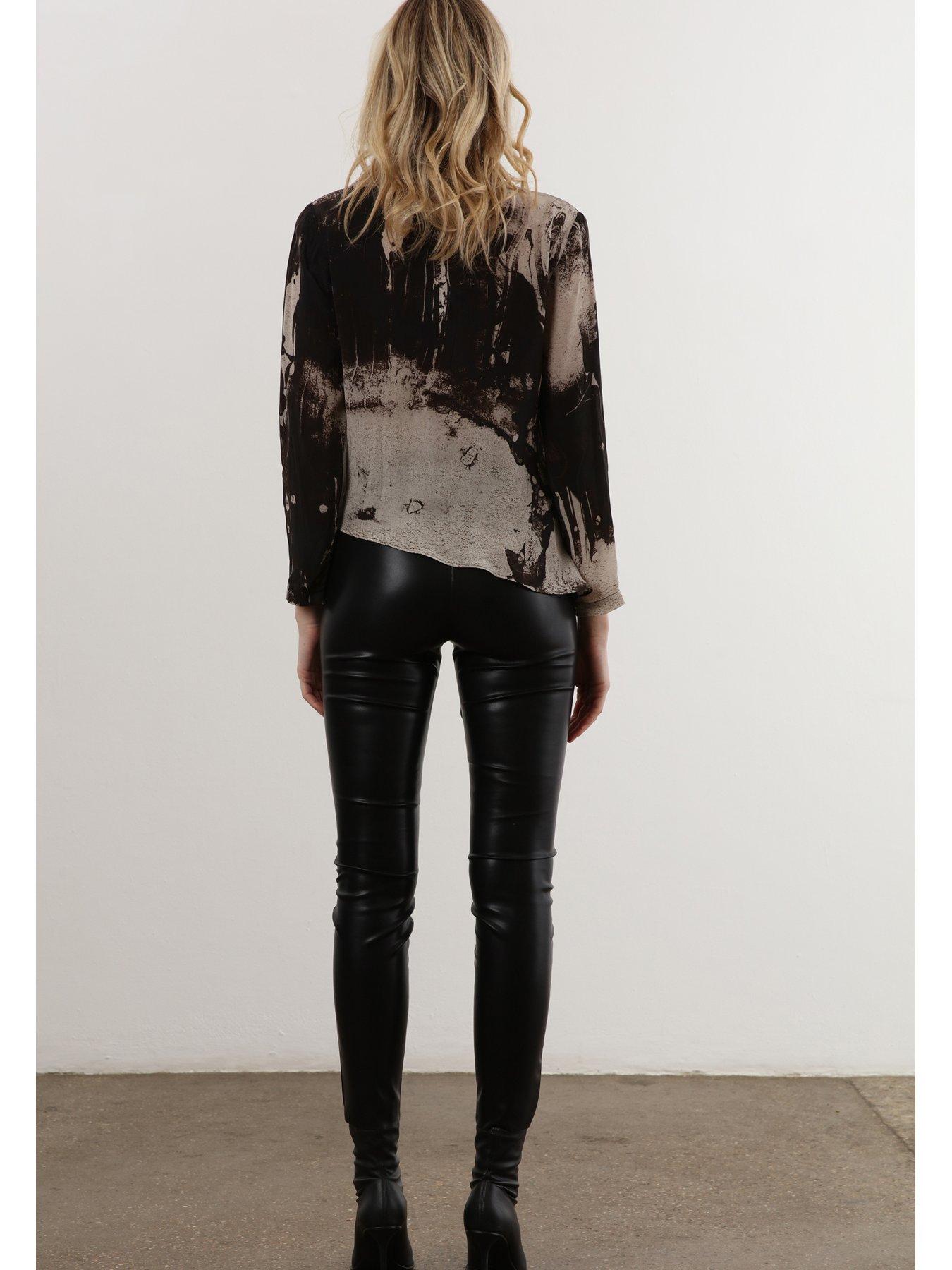Image 4 of 6 of Religion Long Sleeve Tie Front Double Layer Top - Black/neutral