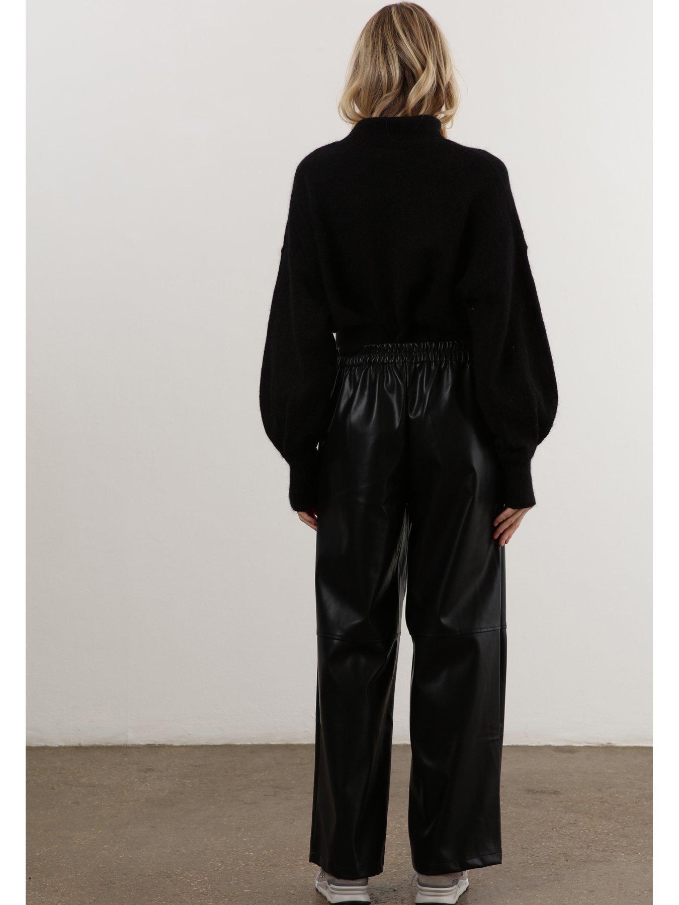 religion-wide-leg-faux-leather-look-trouser-blackstillFront