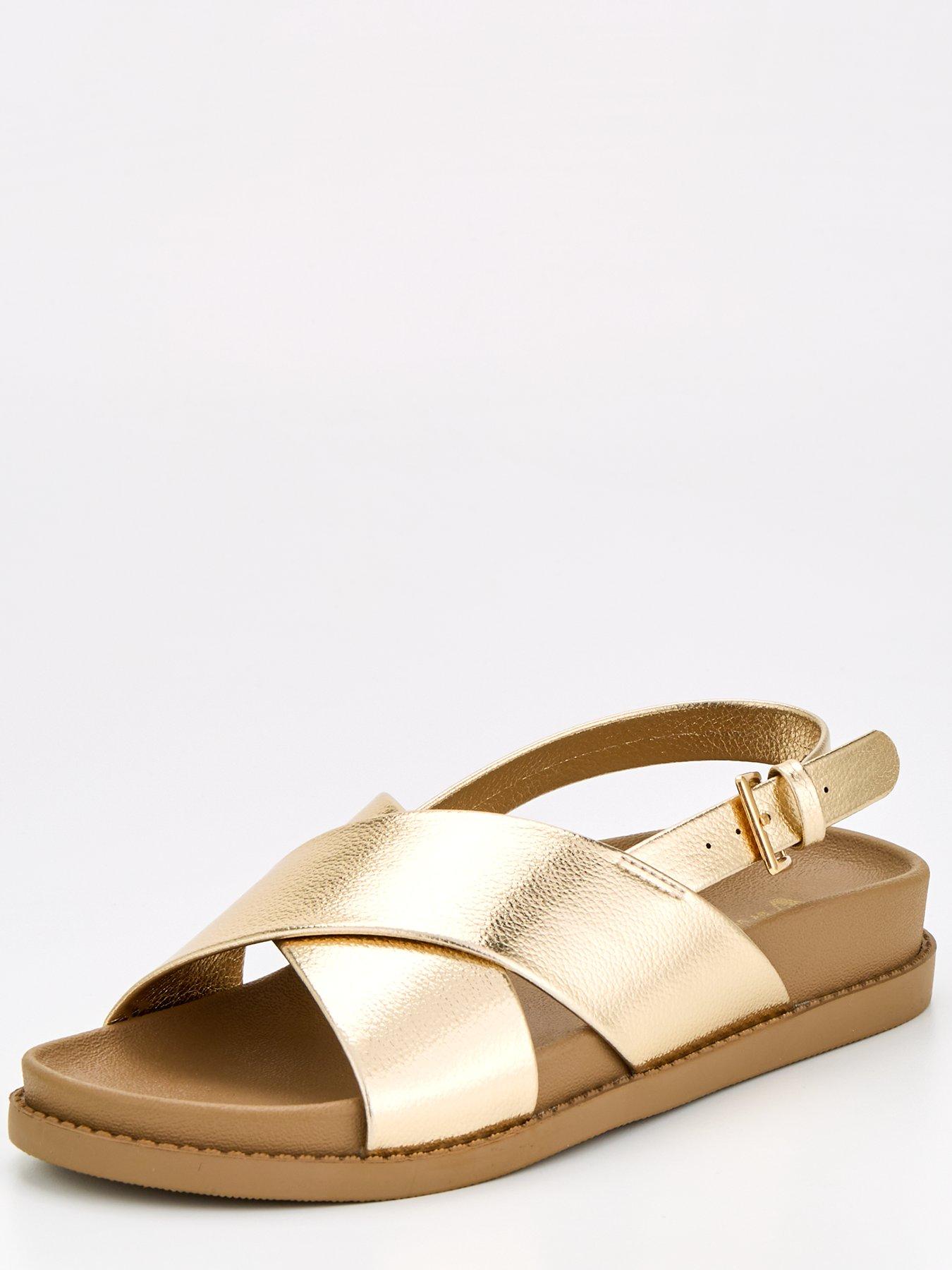 v-by-very-extra-wide-fit-cross-strap-flat-sandal-goldstillFront