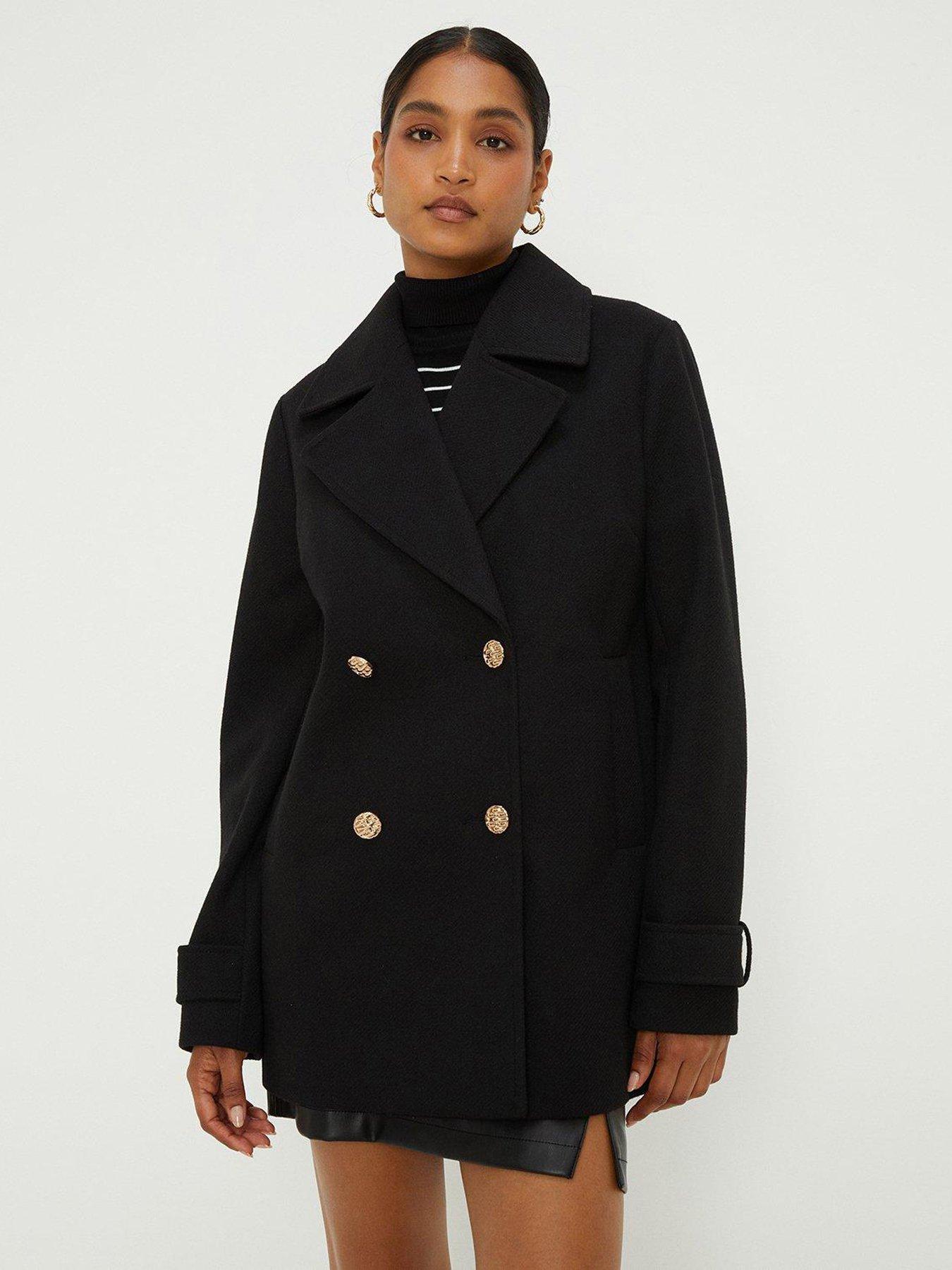 Dorothy Perkins Longline Peacoat Black Very Ireland