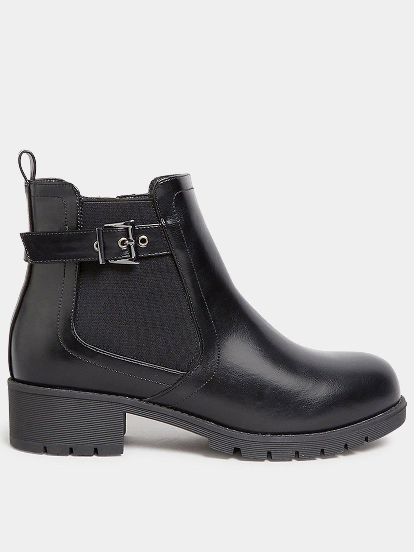 Yours Wide Fit Buckle Ankle Boot Black