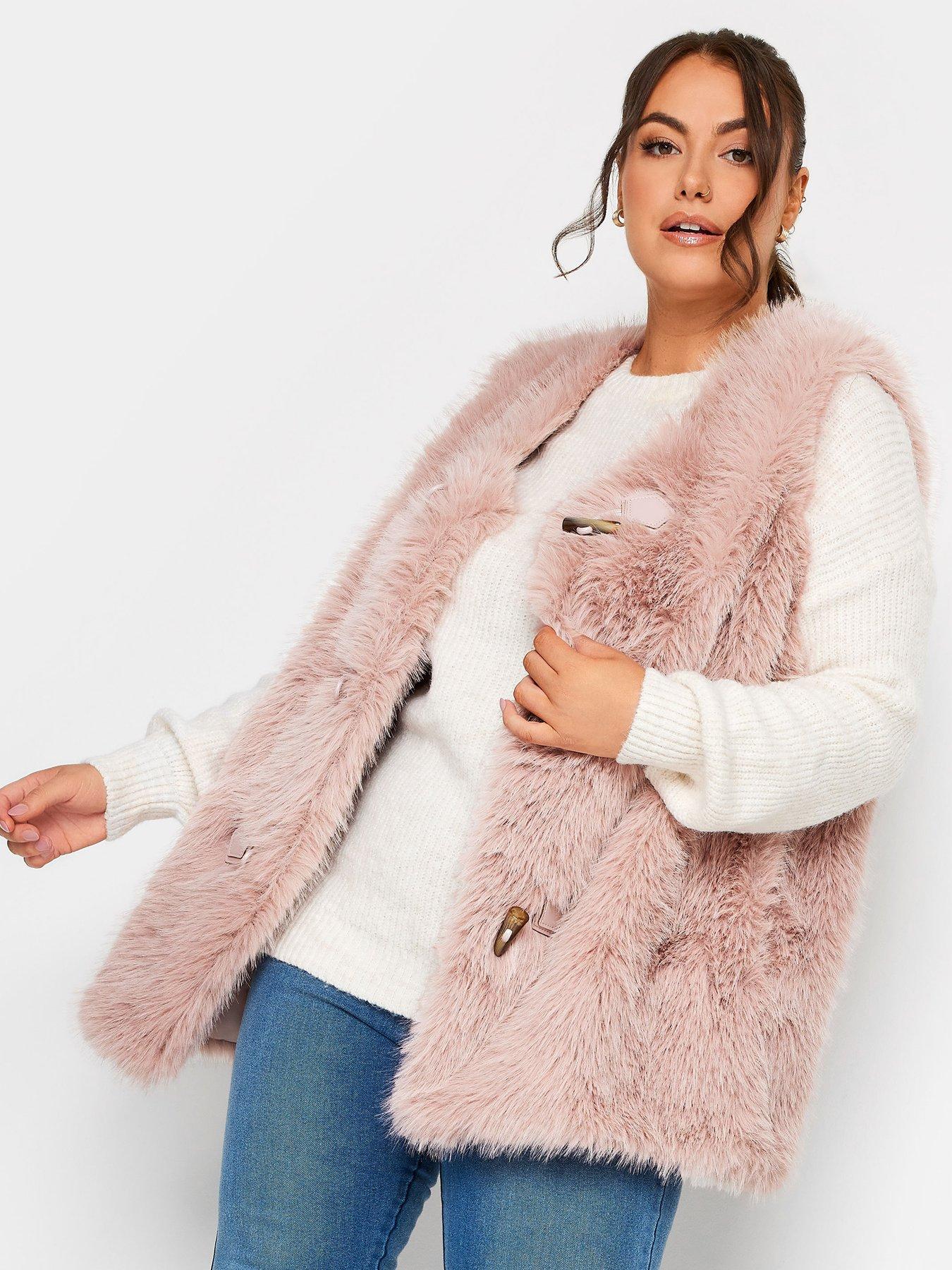 yours-plush-fur-gilet-with-toggles-pink