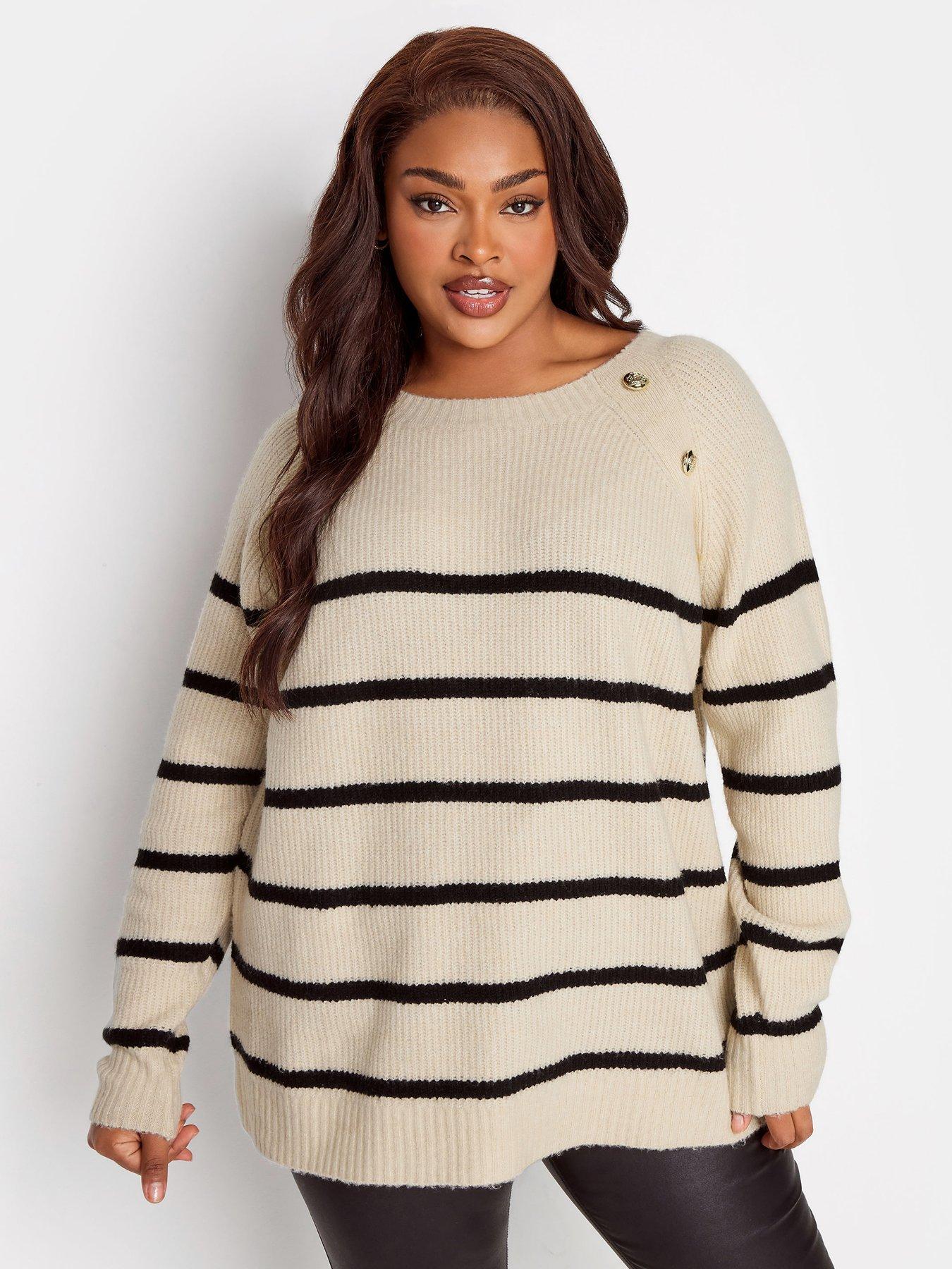 Image 1 of 4 of Yours Yours Stripe Button Detail Jumper
