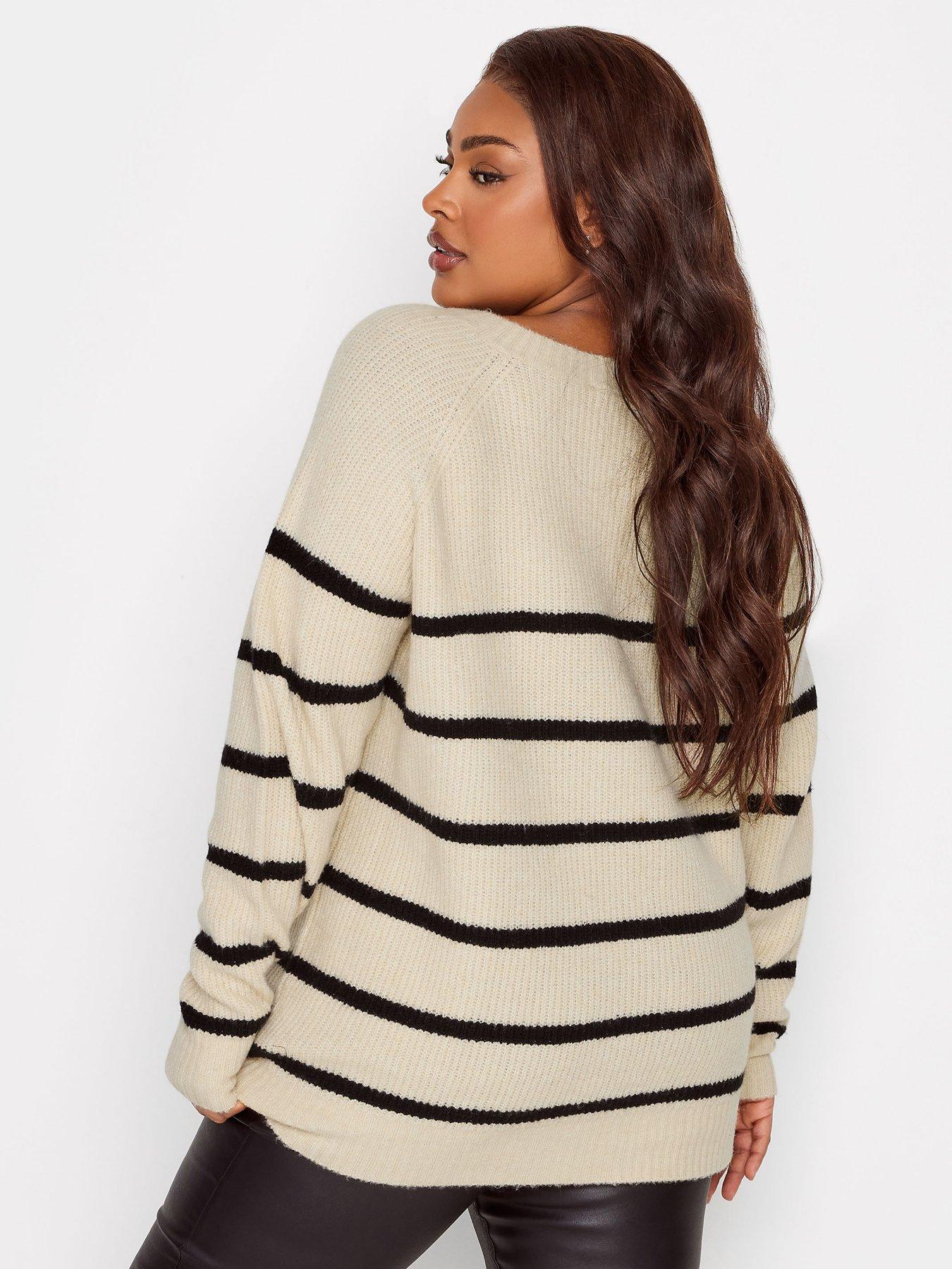 Image 2 of 4 of Yours Yours Stripe Button Detail Jumper