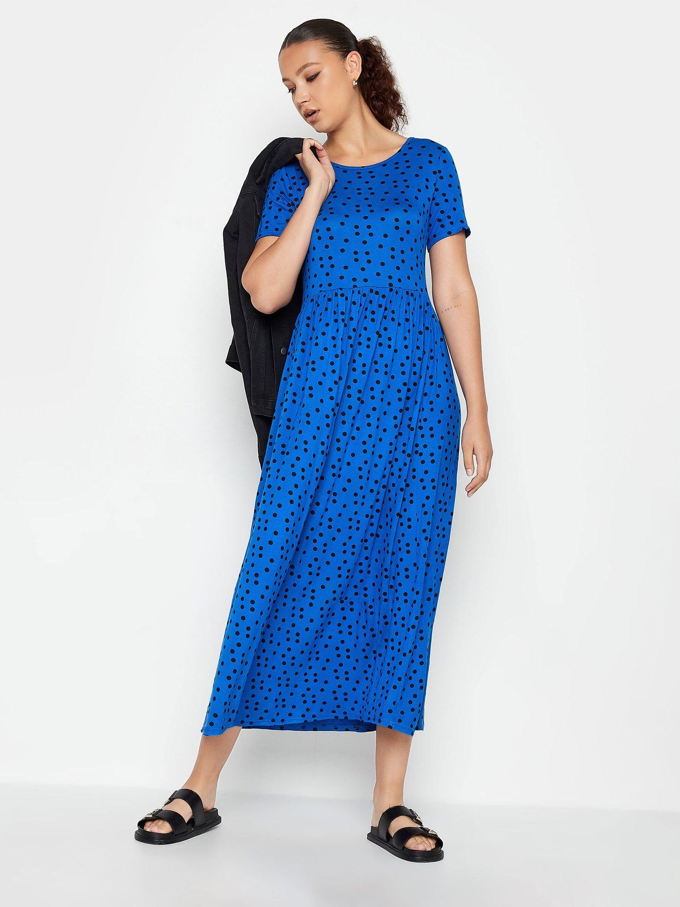 long-tall-sally-long-tall-sally-blue-black-spot-smock-dress