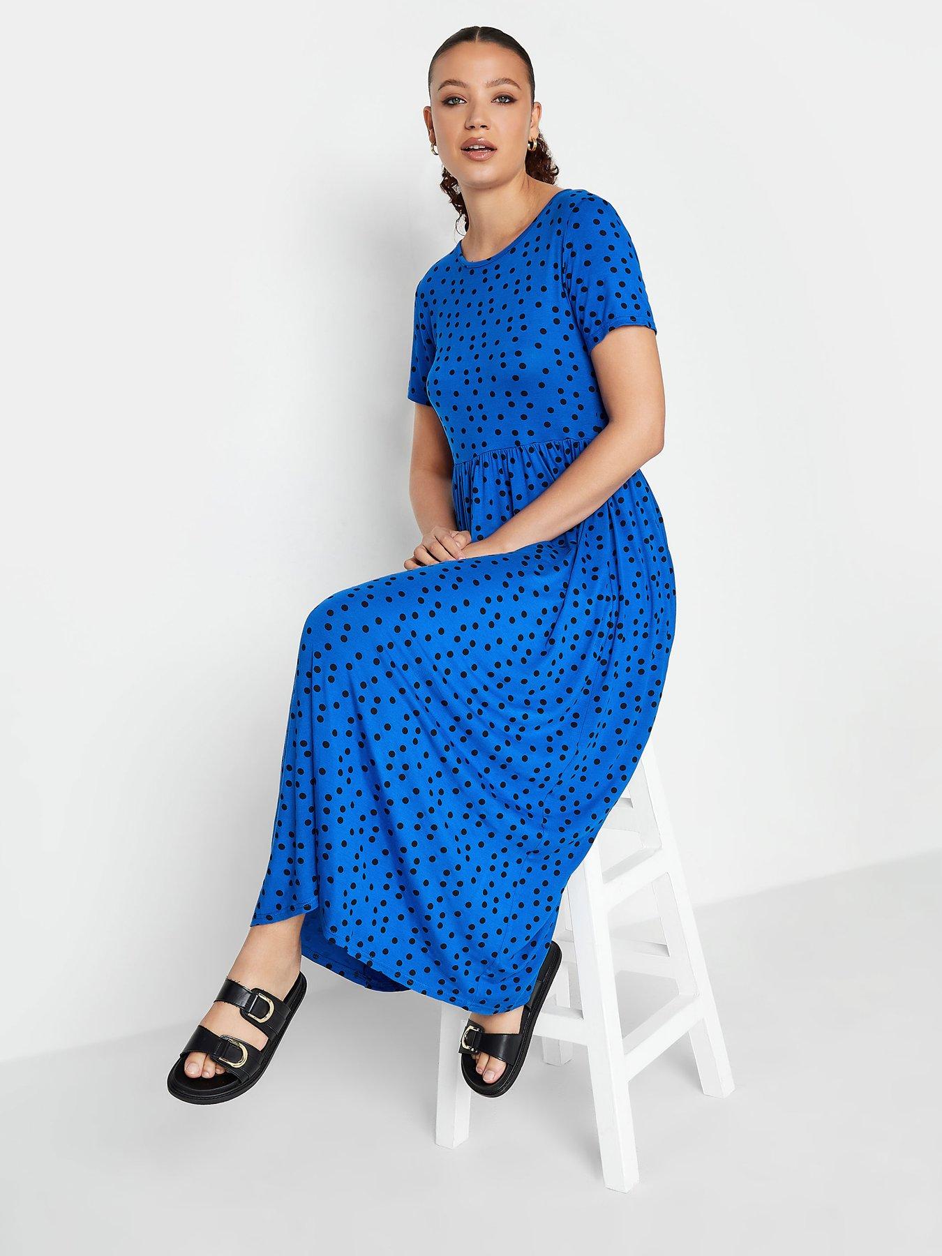 long-tall-sally-long-tall-sally-blue-black-spot-smock-dressback