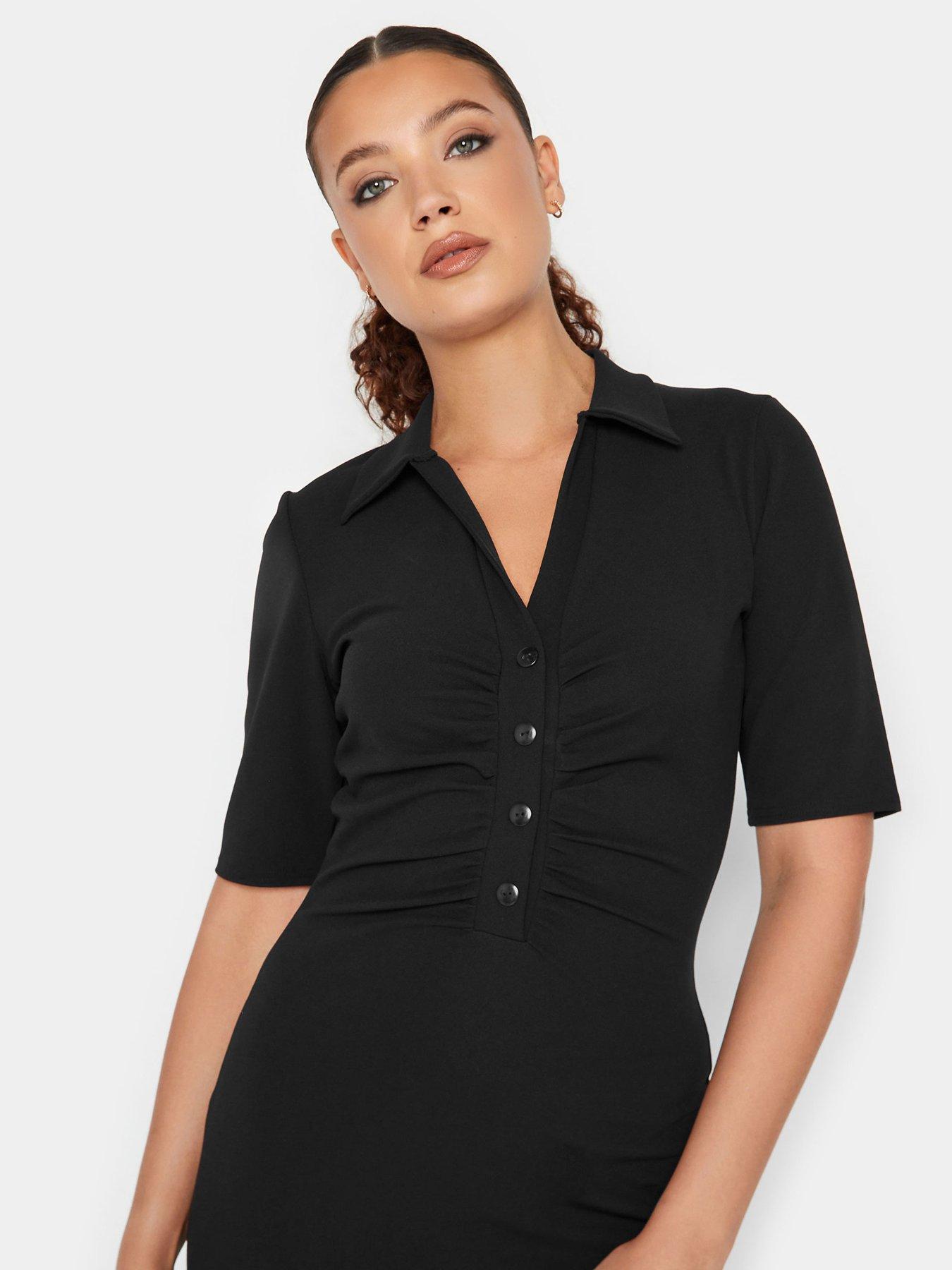 long-tall-sally-ruched-button-dress-blackoutfit