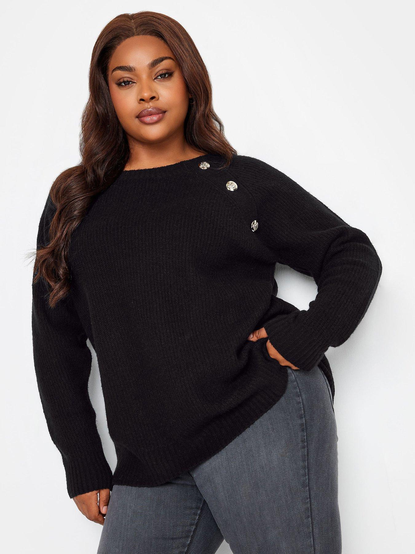 YOURS Plus Size Black Ribbed Midaxi Waterfall Cardigan