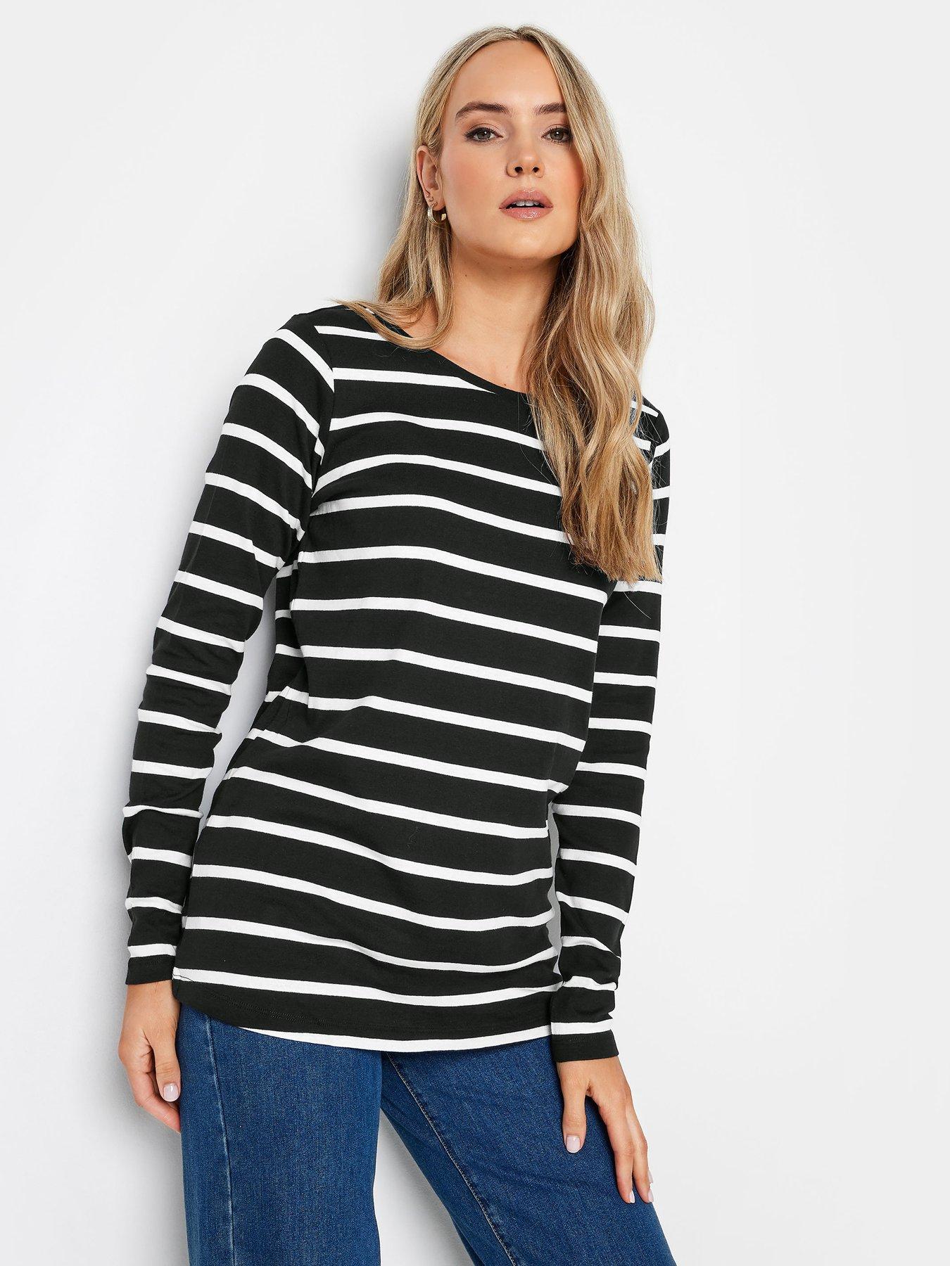 Long Tall Sally Long Tall Sally 2 Pack Crew Neck Tee Black, Stripe