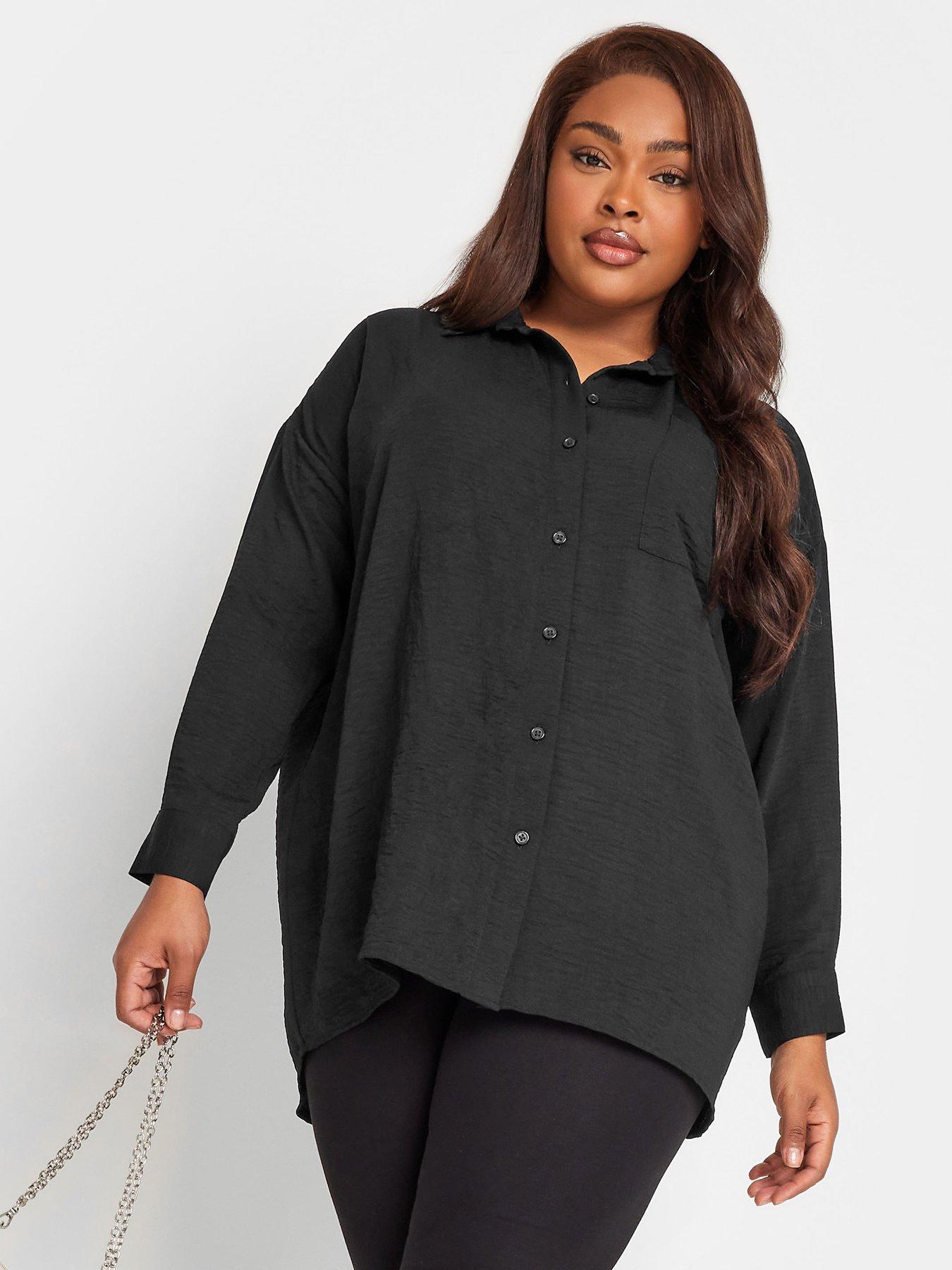 Yours Textured Boyfriend Shirt Black