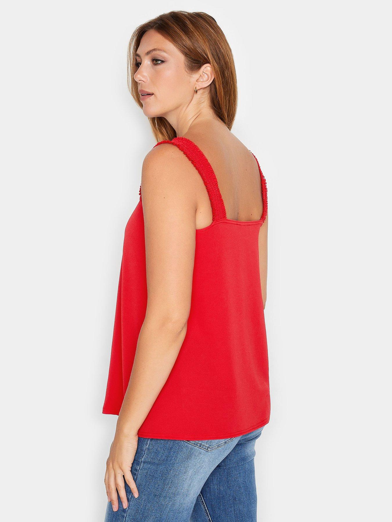 long-tall-sally-long-tall-sally-red-ruched-strap-swing-camistillFront