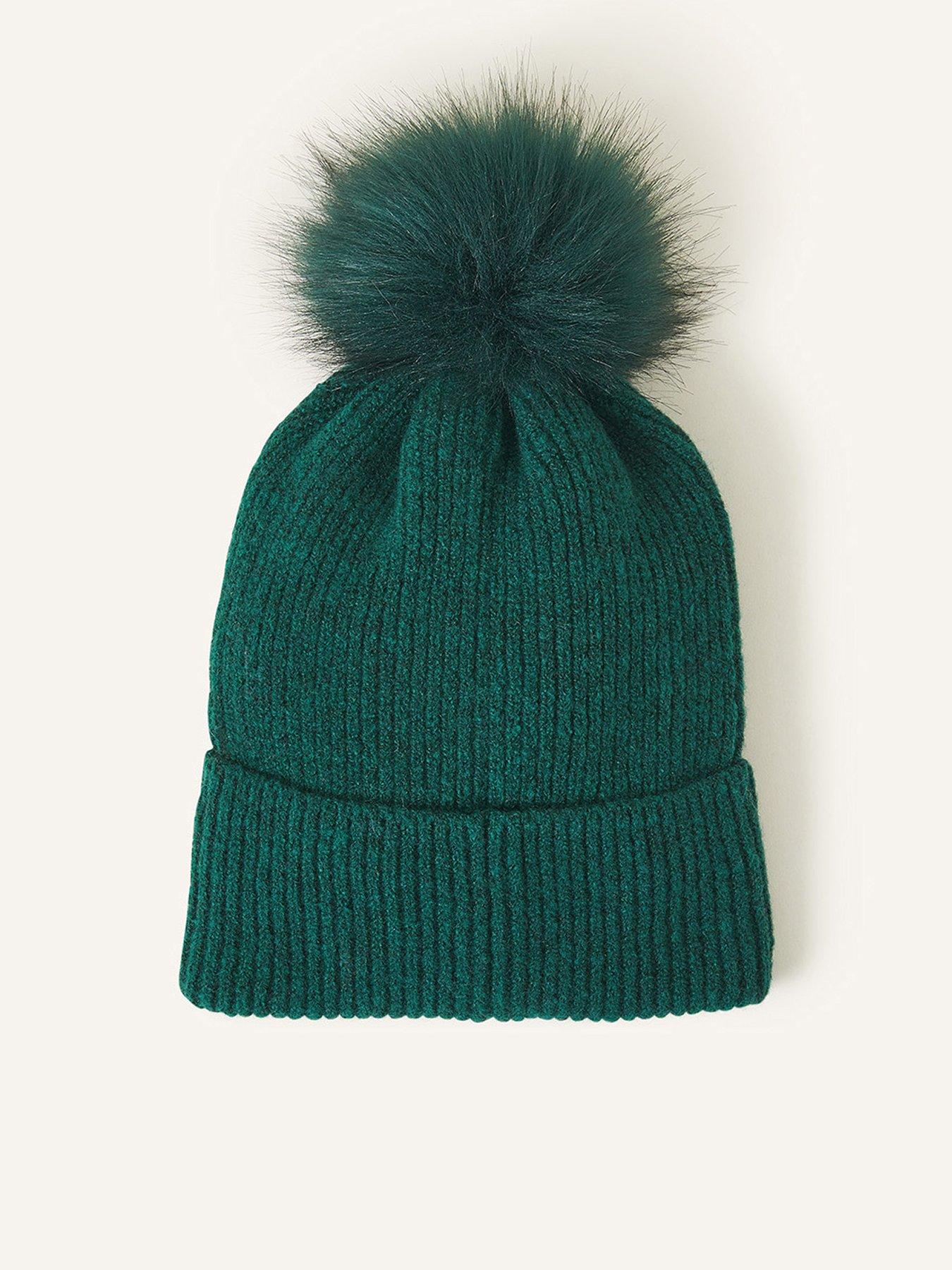 accessorize-knit-pom-beanie-green