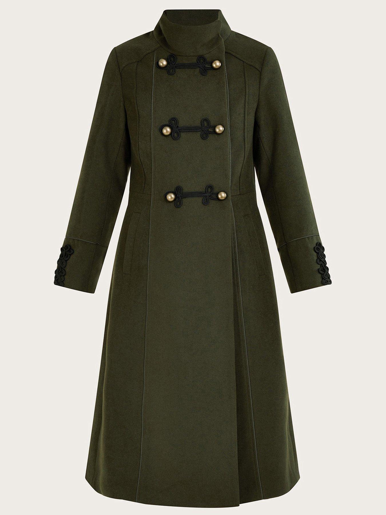 Sadie Faux Fur Trim Wrap Coat Green