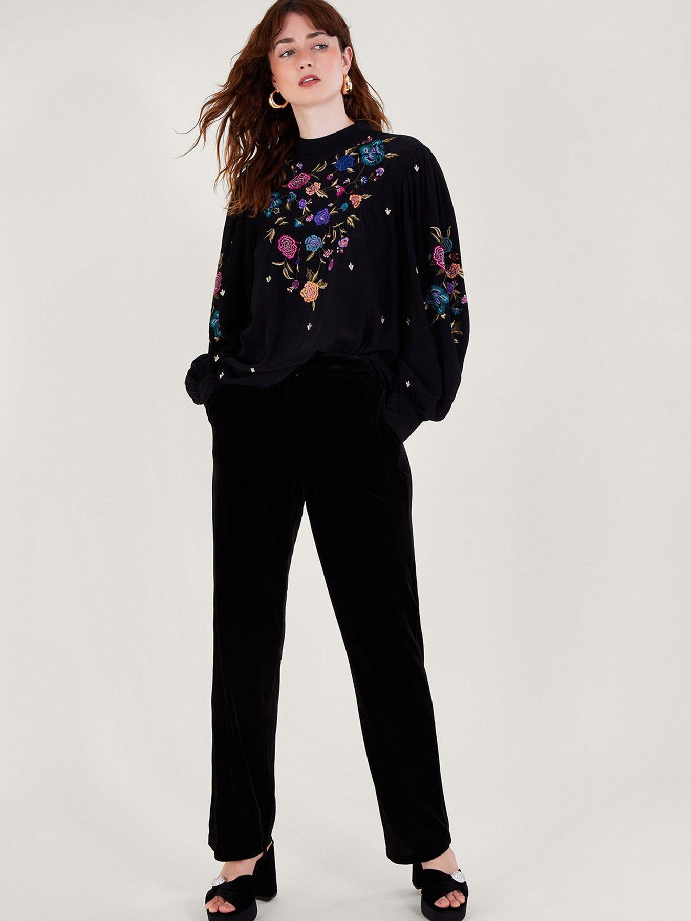 monsoon-freya-embroidered-bib-blouse-blackfront