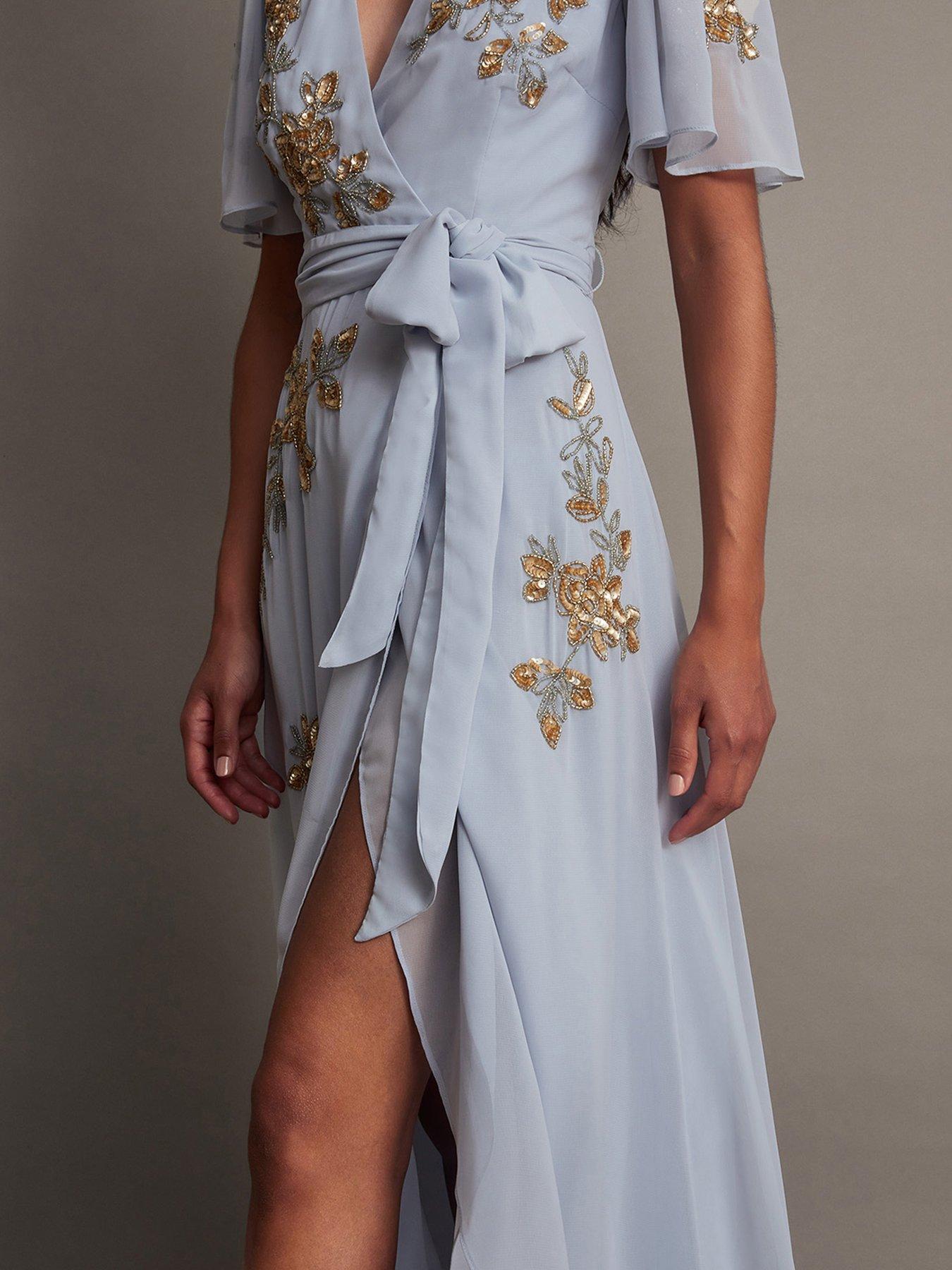 Monsoon Sarah Embroidered Wrap Dress - White | Very Ireland