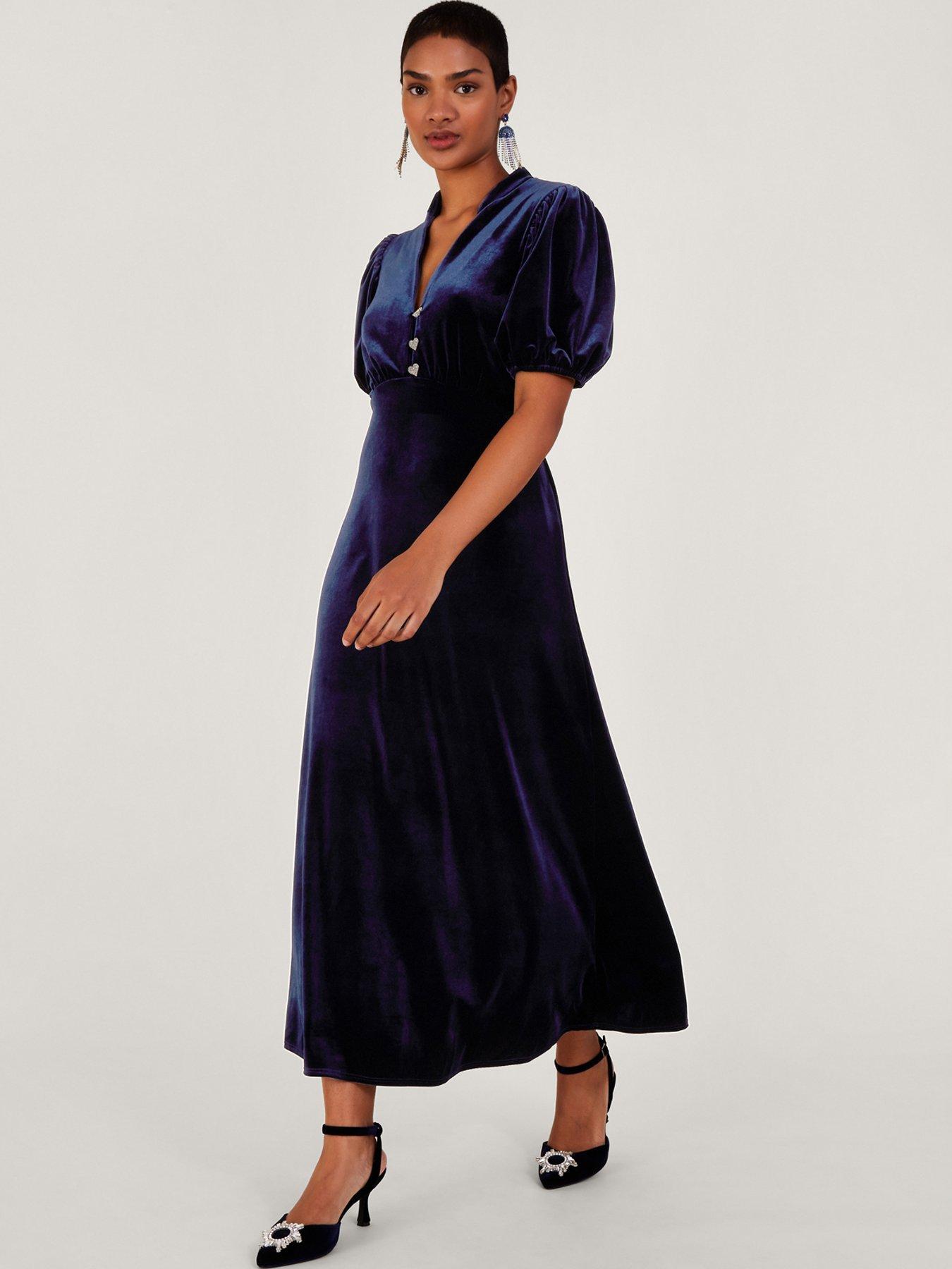 Monsoon navy outlet velvet dress