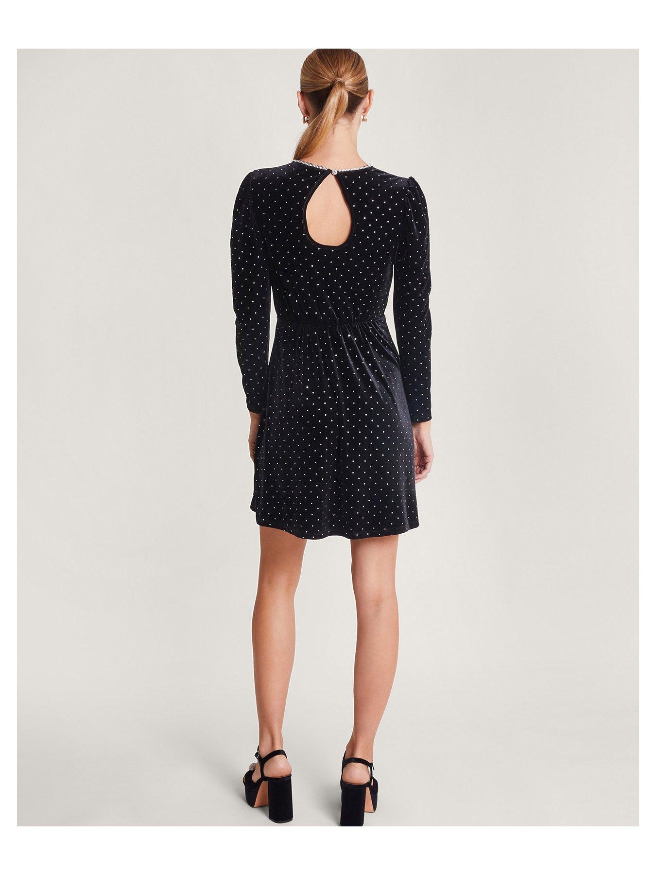 Image 2 of 5 of Monsoon Hali Velvet Dress - Black