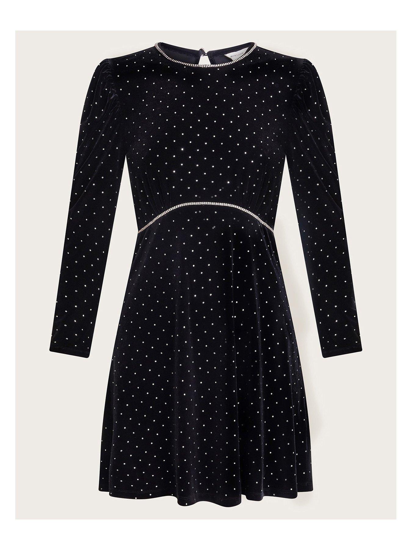 Image 3 of 5 of Monsoon Hali Velvet Dress - Black