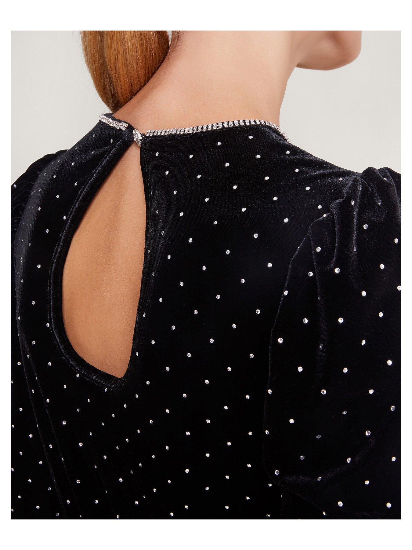 Image 5 of 5 of Monsoon Hali Velvet Dress - Black