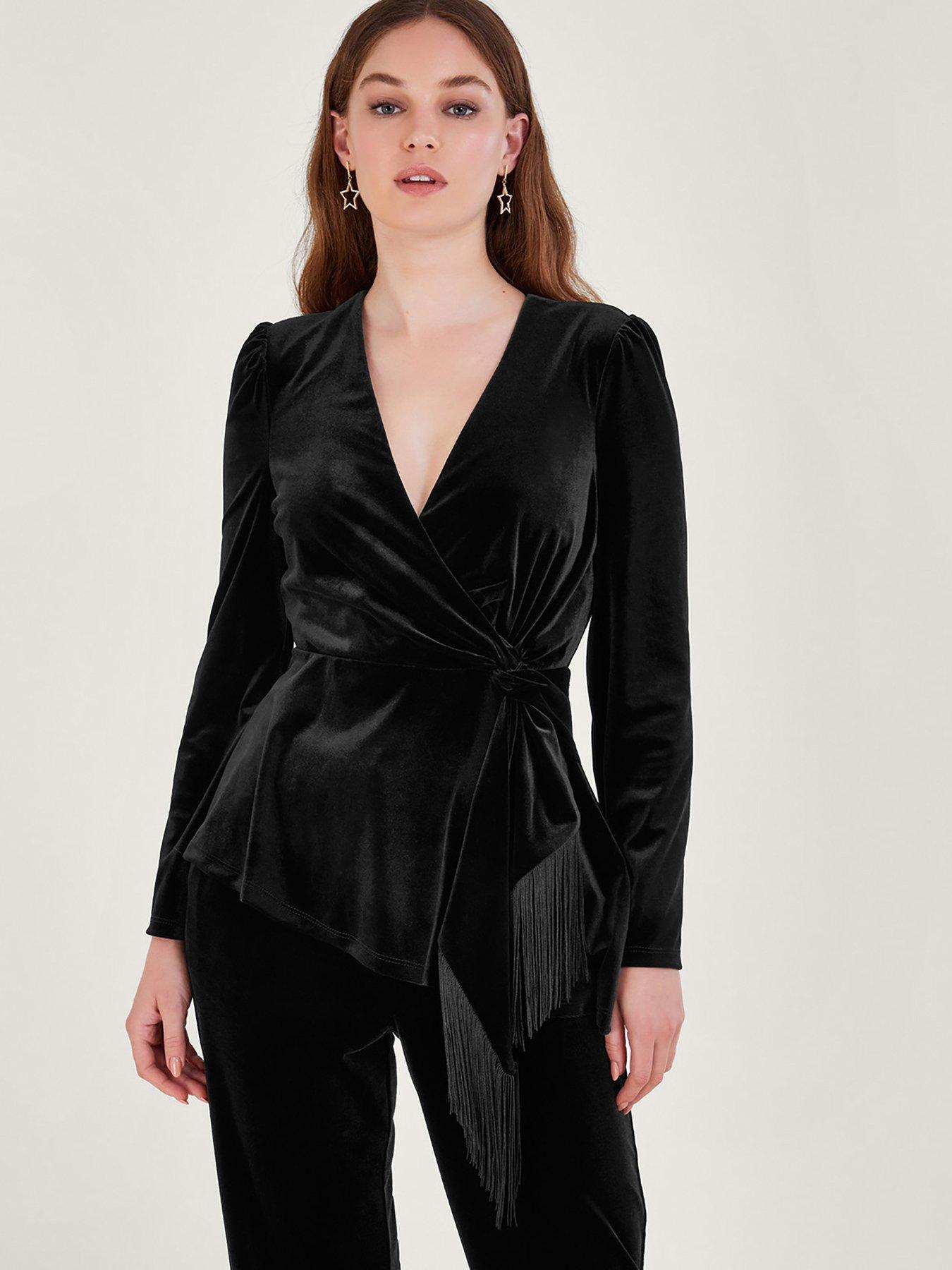 Monsoon black top velvet jumpsuit