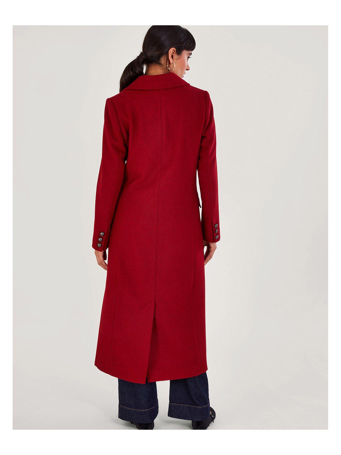 Image 2 of 5 of Monsoon Daria Double Breasted Coat - Red
