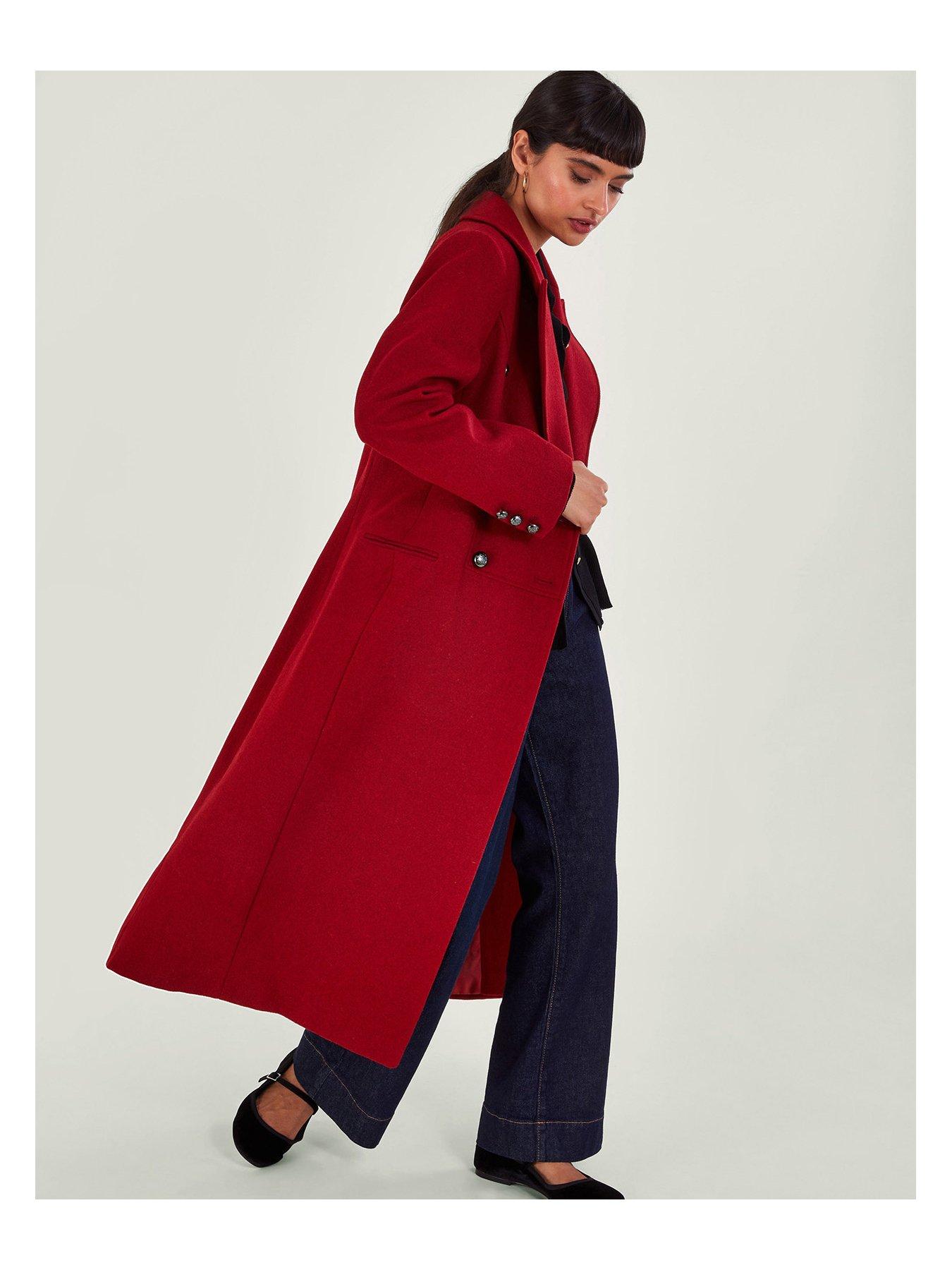 Image 4 of 5 of Monsoon Daria Double Breasted Coat - Red