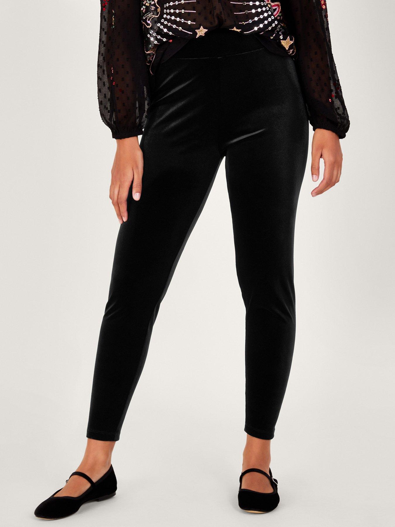 AllSaints Cora high rise velvet leggings in black