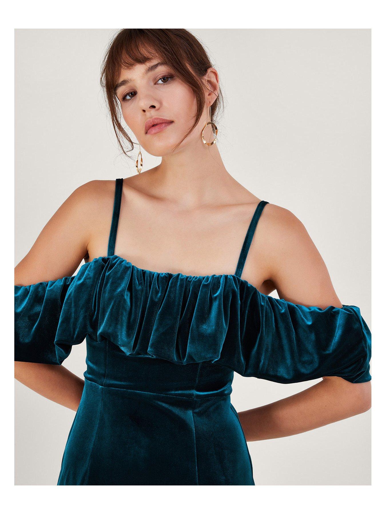 monsoon-agatha-velvet-bardot-dress-bluedetail