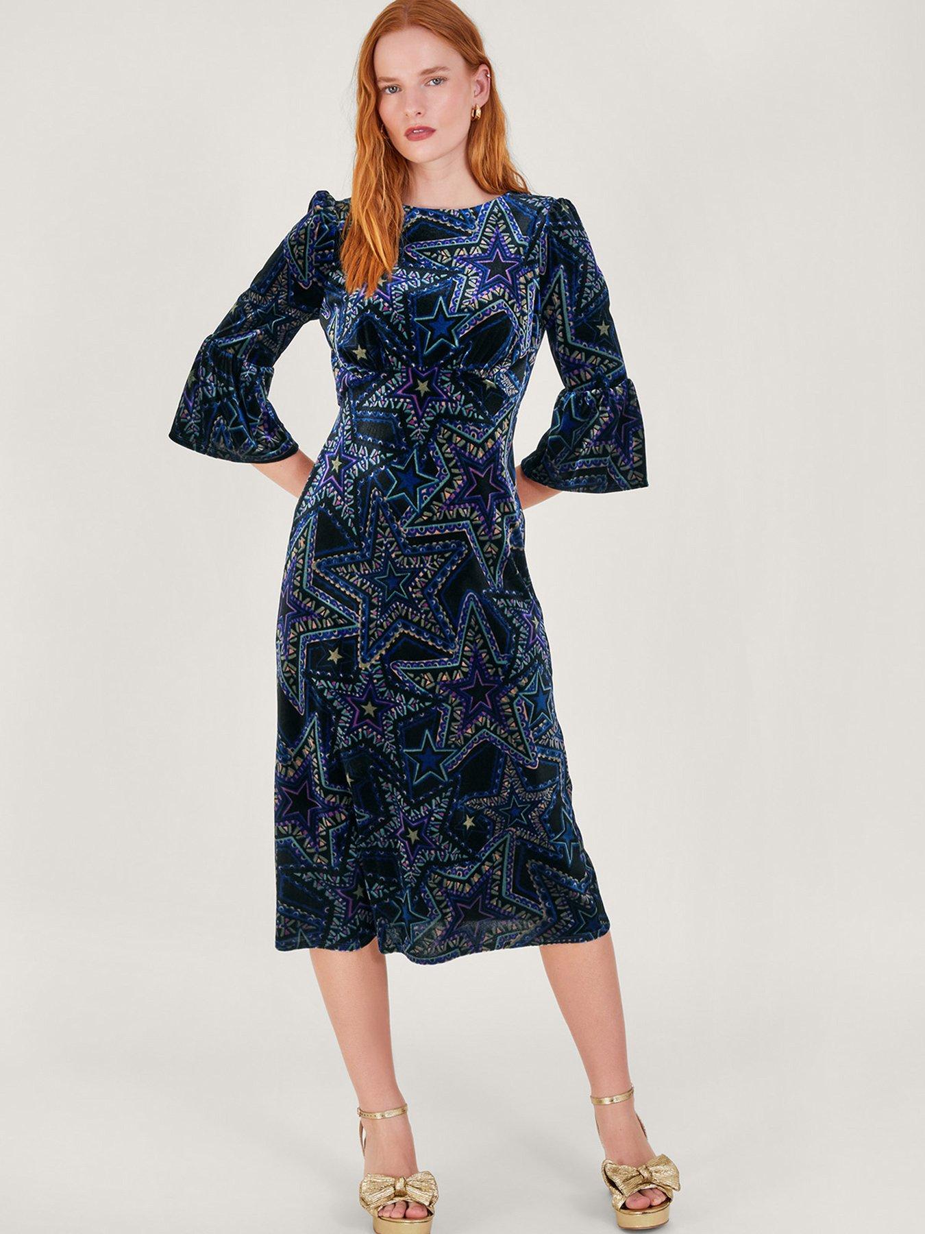 Monsoon navy shop velvet dress