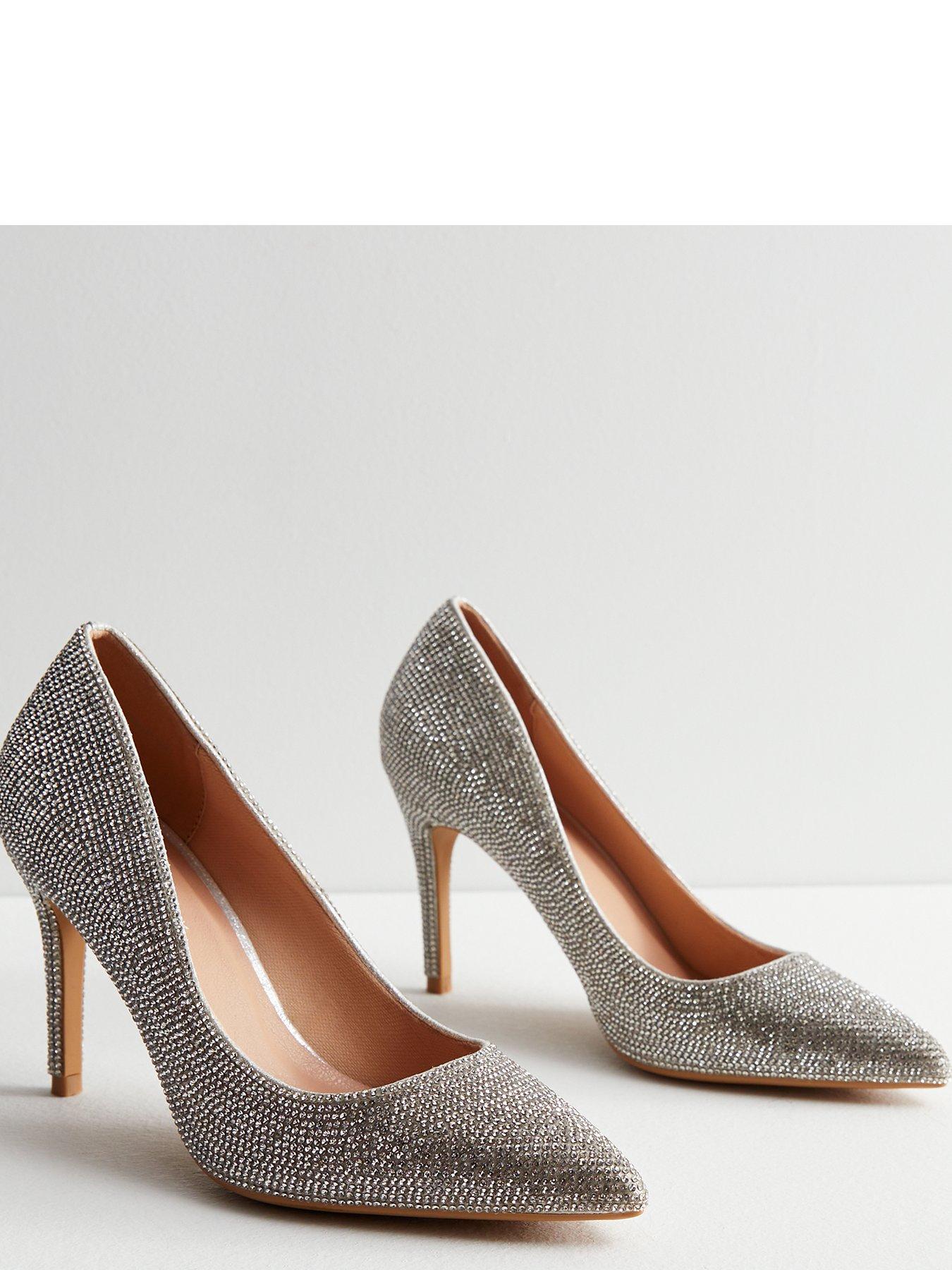 Silver diamante court outlet shoes