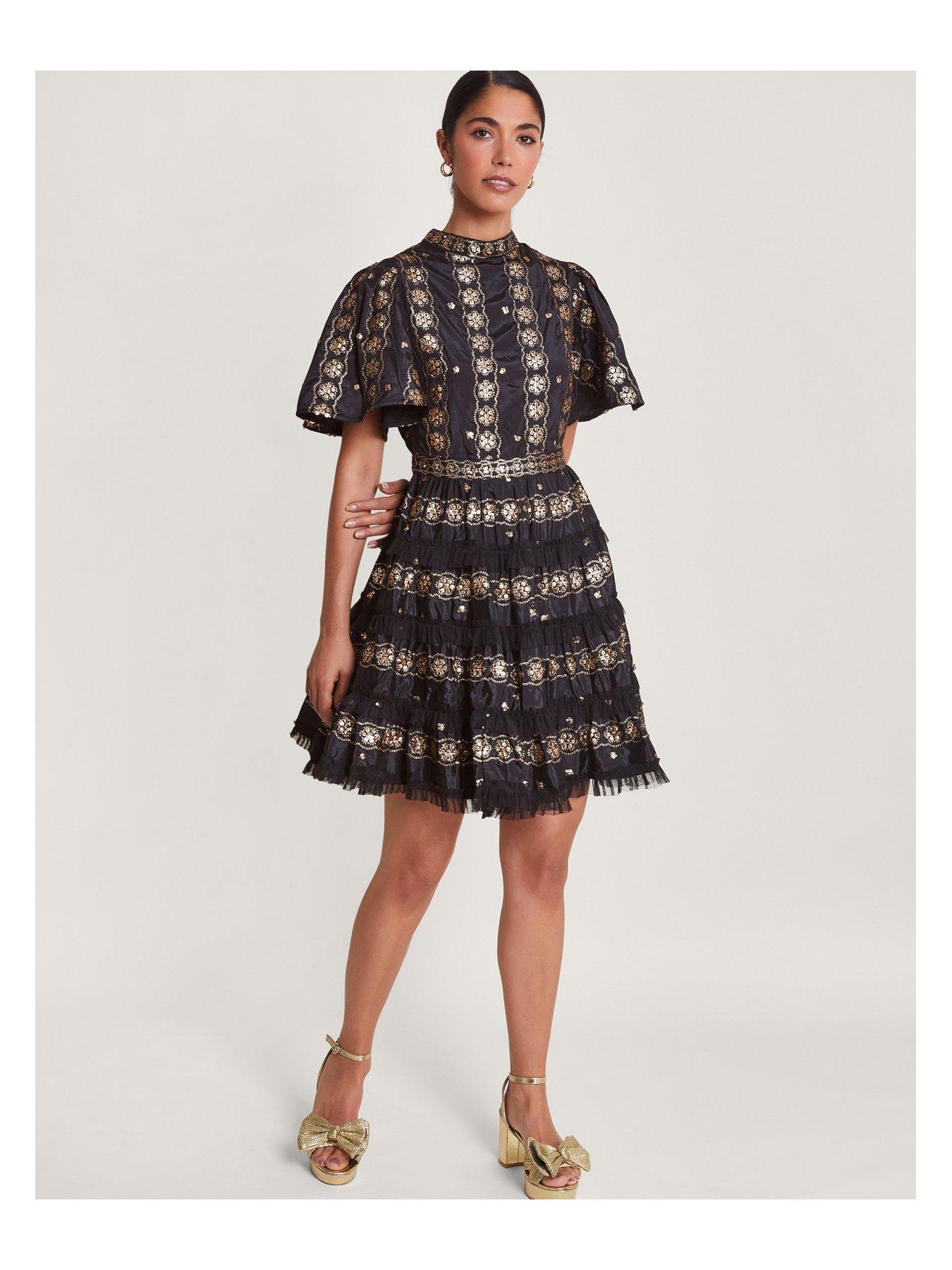 Monsoon black discount and gold dress