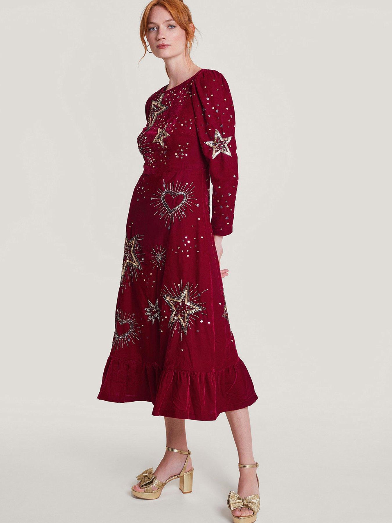 Monsoon valentina embroidered midi dress sale