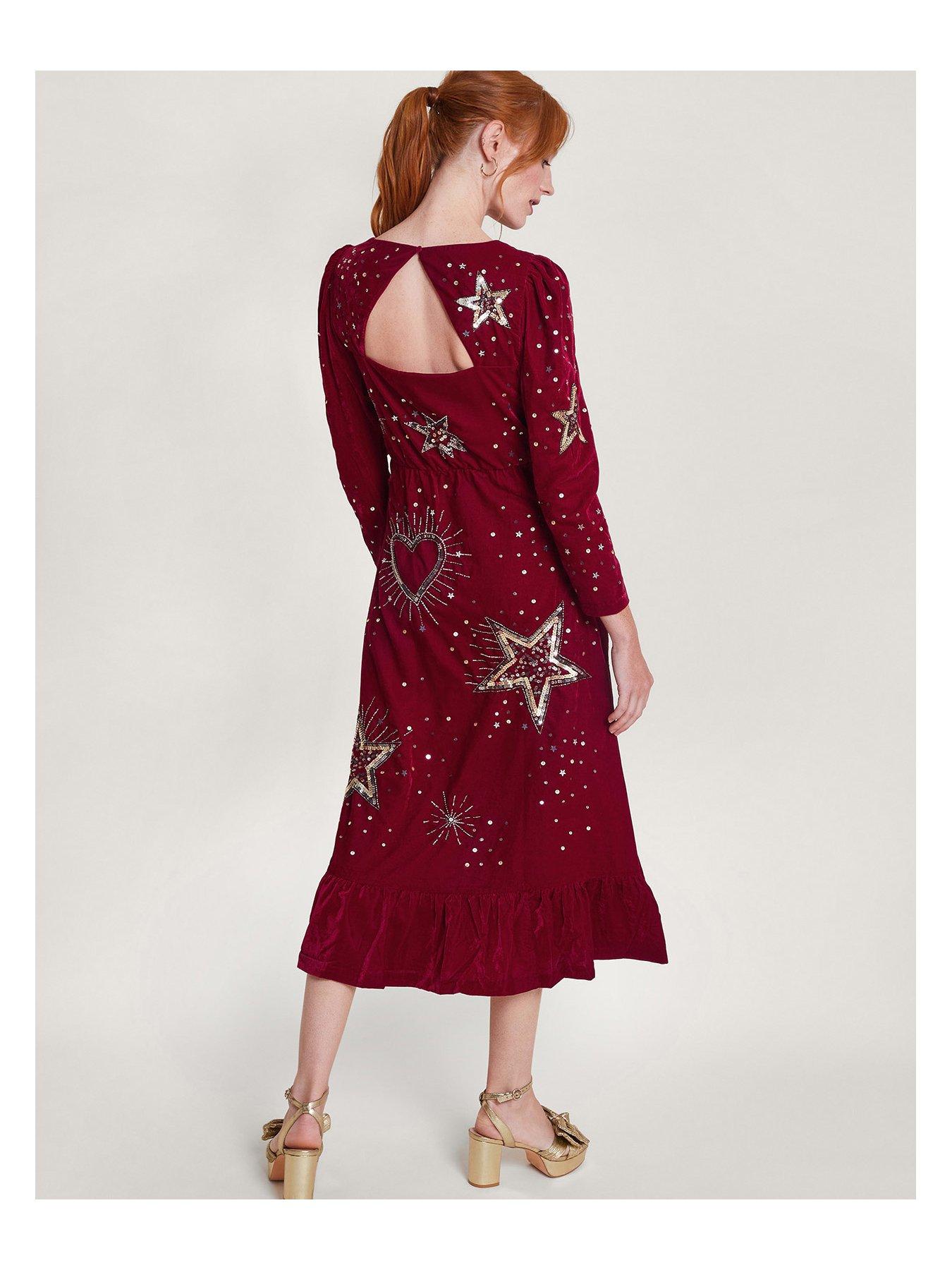 Monsoon red 2025 velvet dress